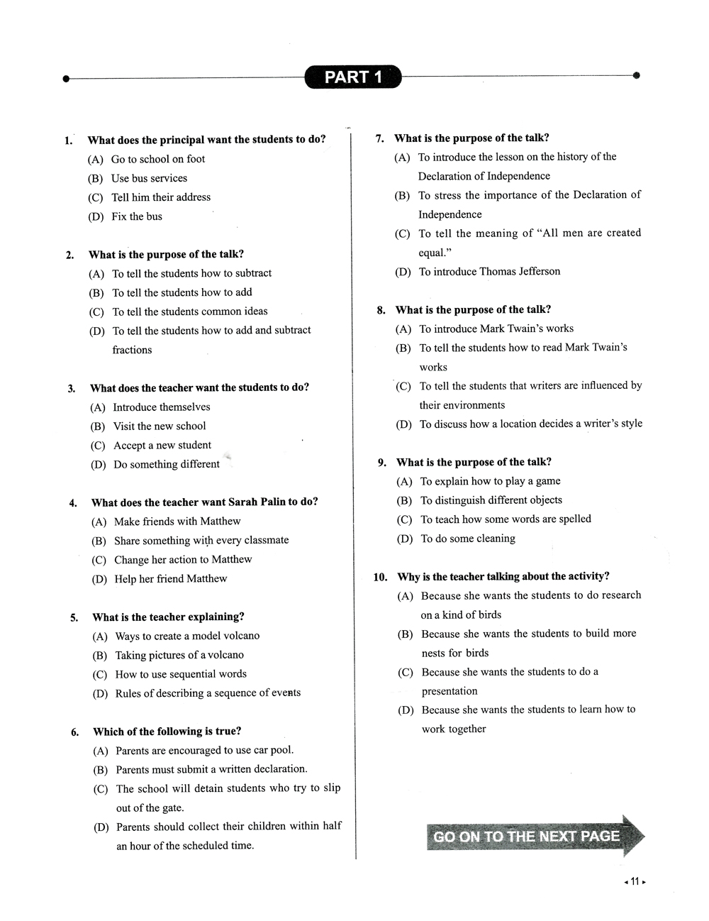 toefl junior - 10 practice tests (kèm cd) - Ảnh 7