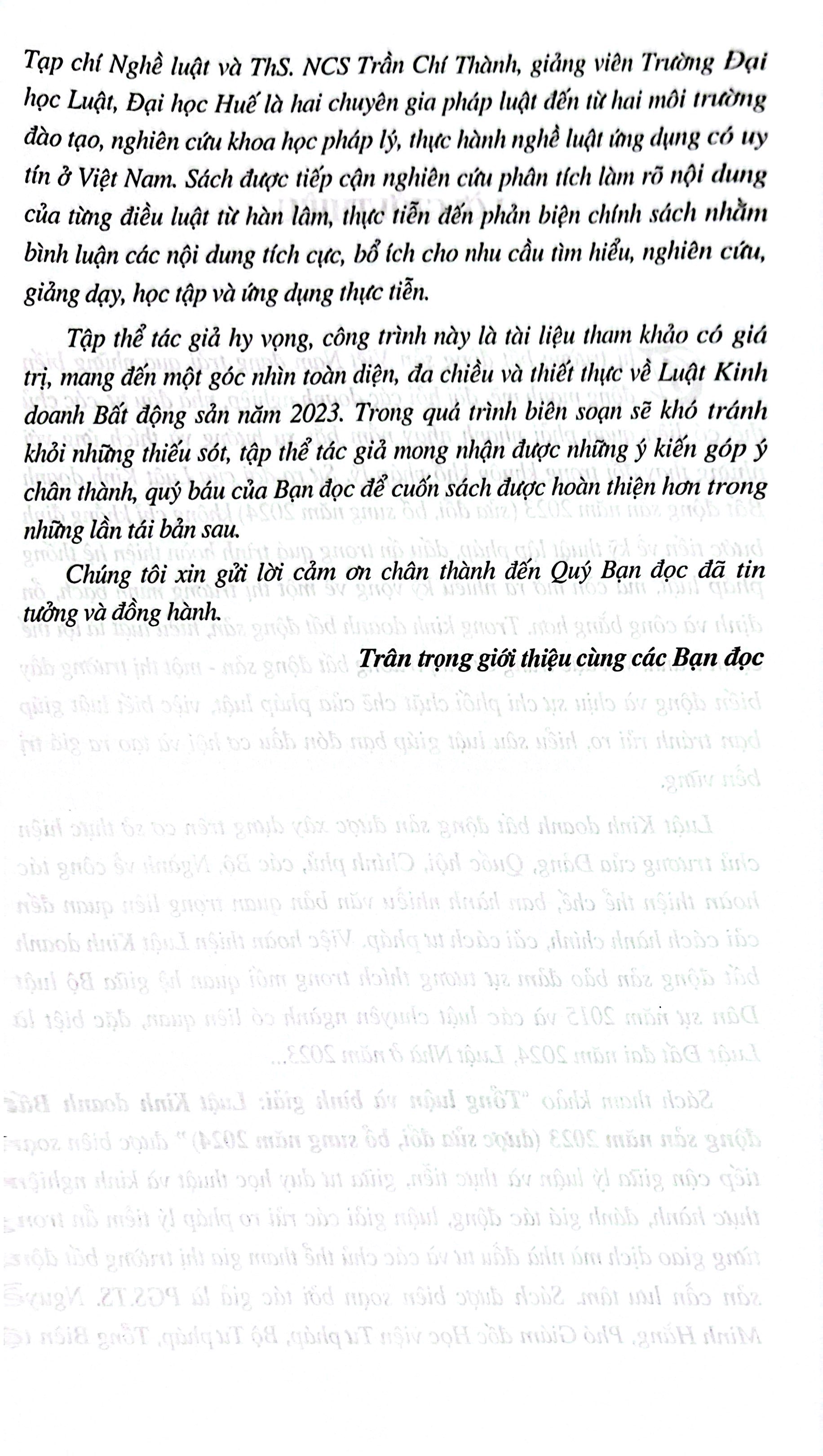 Tổng Luận Và Bình Giải Luật Kinh Doanh Bất Động Sản Năm 2023 (Được Sửa Đổi, Bổ Sung Năm 2024) - Ảnh 4