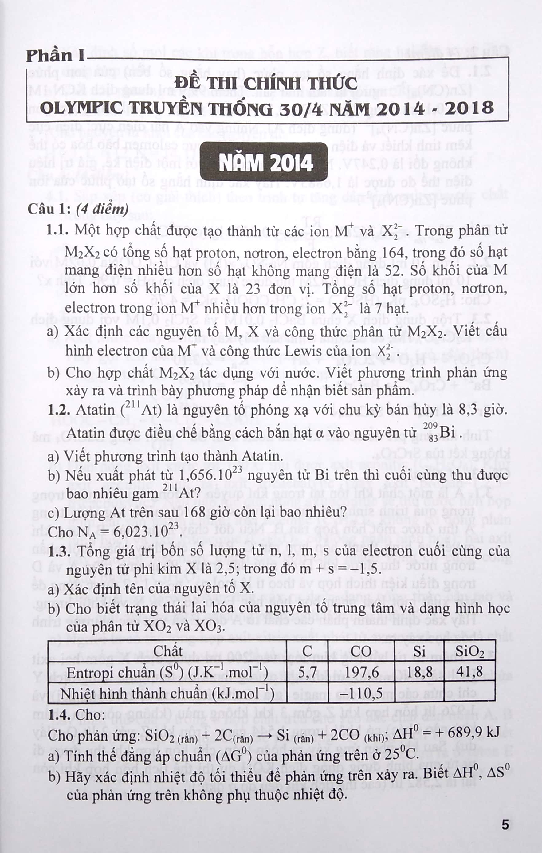 tổng tập đề thi olympic 30 tháng 4 môn hoá học lớp 11 (từ 2014 đến 2018) - Ảnh 5