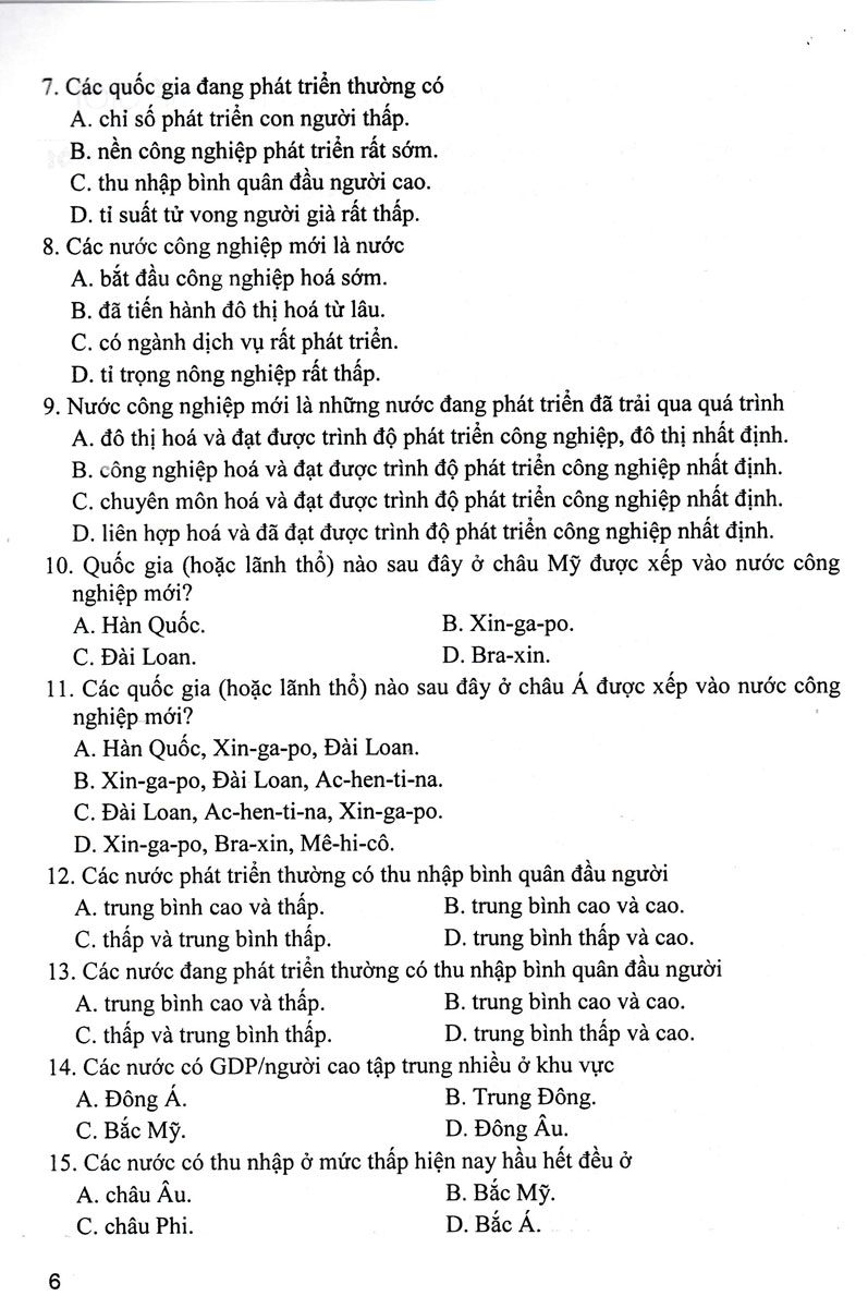 trắc nghiệm địa lí 11 (dùng chung cho các bộ sgk hiện hành) - Ảnh 6