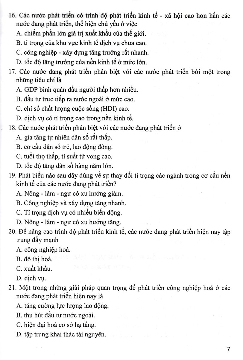 trắc nghiệm địa lí 11 (dùng chung cho các bộ sgk hiện hành) - Ảnh 7