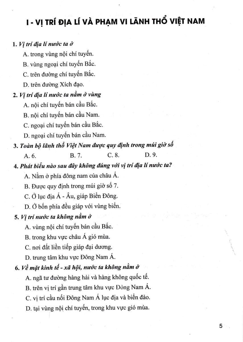 trắc nghiệm địa lí 8 (dùng chung cho các bộ sgk hiện hành) - Ảnh 6