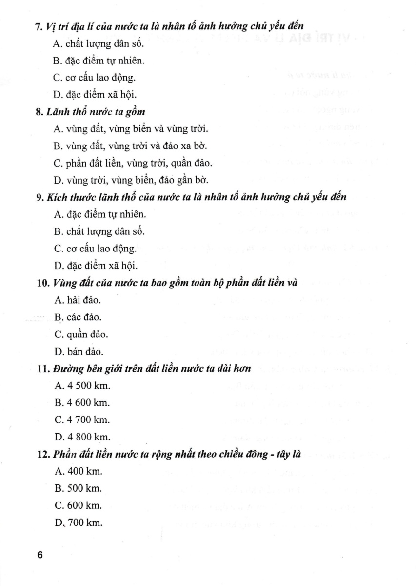 trắc nghiệm địa lí 8 (dùng chung cho các bộ sgk hiện hành) - Ảnh 7