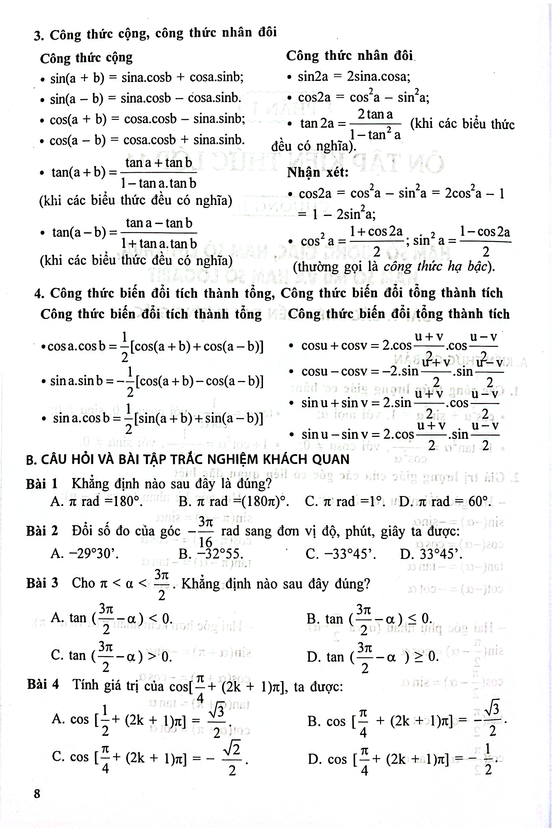 Trắc Nghiệm Luyện Thi Trung Học Phổ Thông Quốc Gia - Môn Toán - Ảnh 6