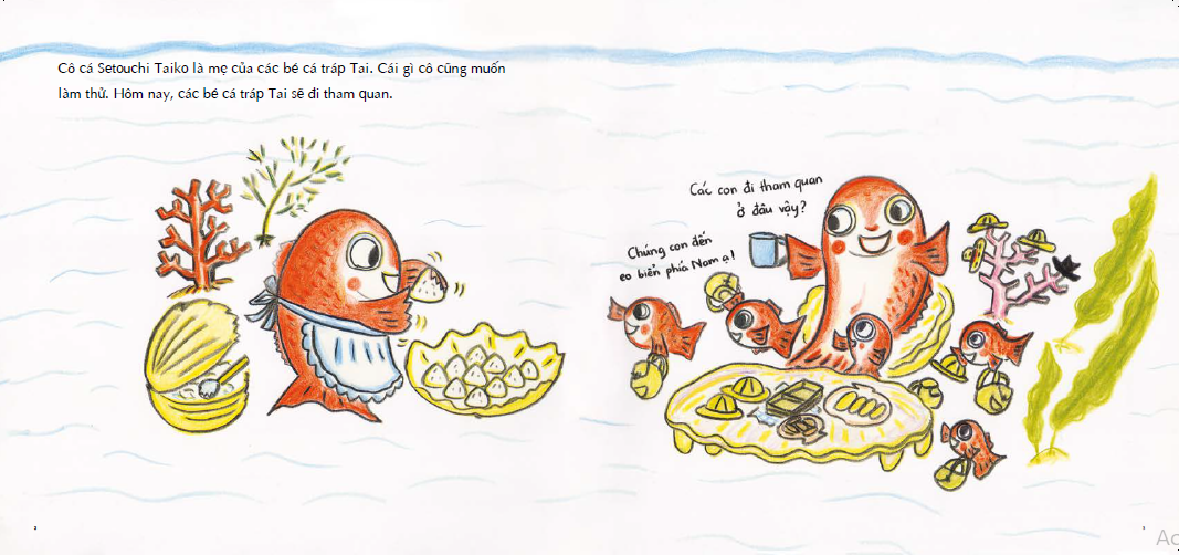 tranh truyện ehon - bé học kỹ năng sống - cô cá setouchi taiko muốn đi tham quan (từ 3 - 4 tuổi) - Ảnh 3