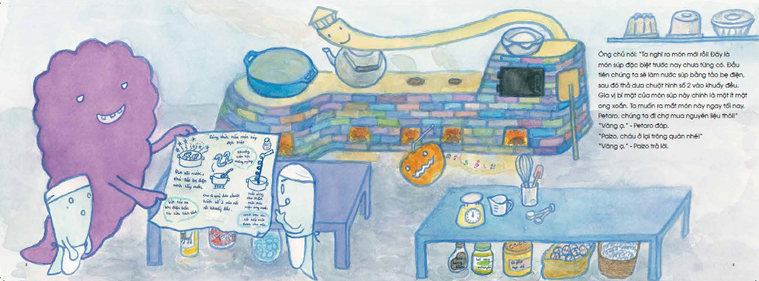 tranh truyện ehon nhật bản - bé học kỹ năng sống - chuyện của sakupi và taropo: đầu bếp ma - Ảnh 6