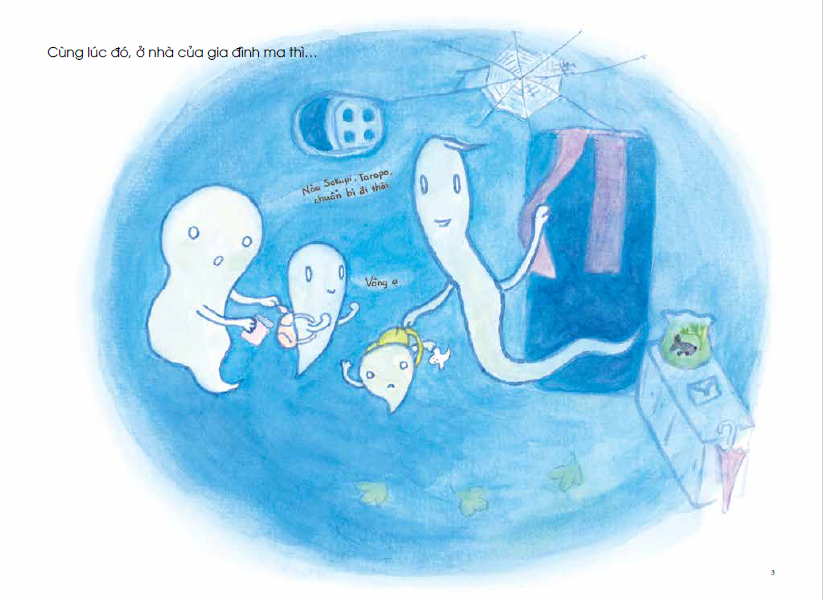 tranh truyện ehon nhật bản - chuyện của sakupi và taropo - một ngày của gia đình ma (dành cho trẻ từ 3 - 6 tuổi) (tái bản 2023) - Ảnh 3