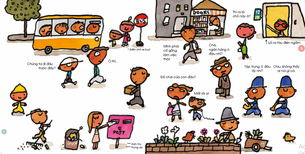 tranh truyện ehon nhật bản - đi đi lại lại trên phố lớn (từ 1 - 6 tuổi) (tái bản 2023) - Ảnh 3