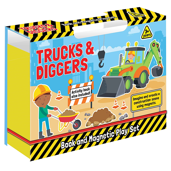 trucks & diggers - book & magnetic play set - Ảnh 2