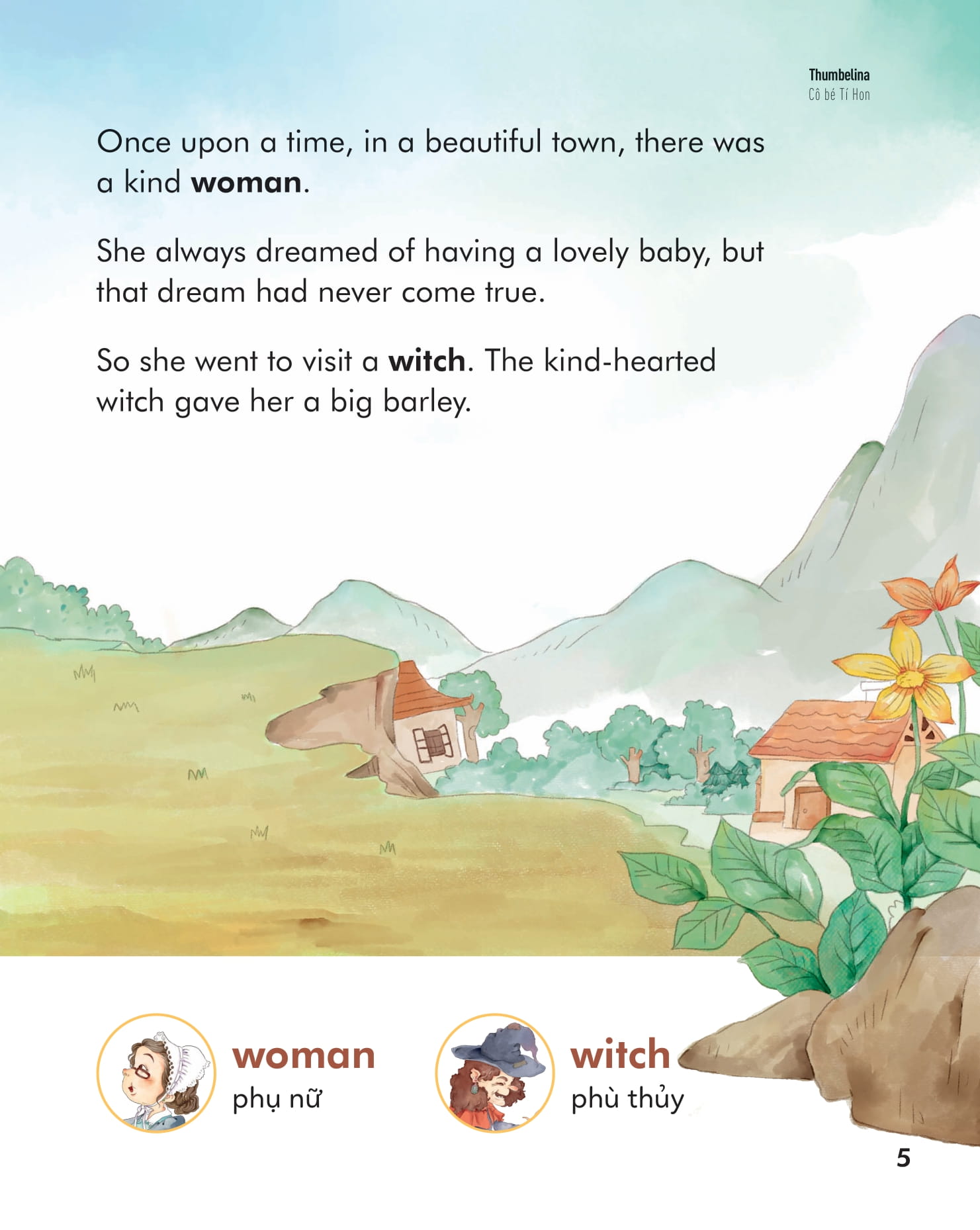 truyện cổ tích nổi tiếng (song ngữ việt anh) - thumbelina - cô bé tí hon - Ảnh 5