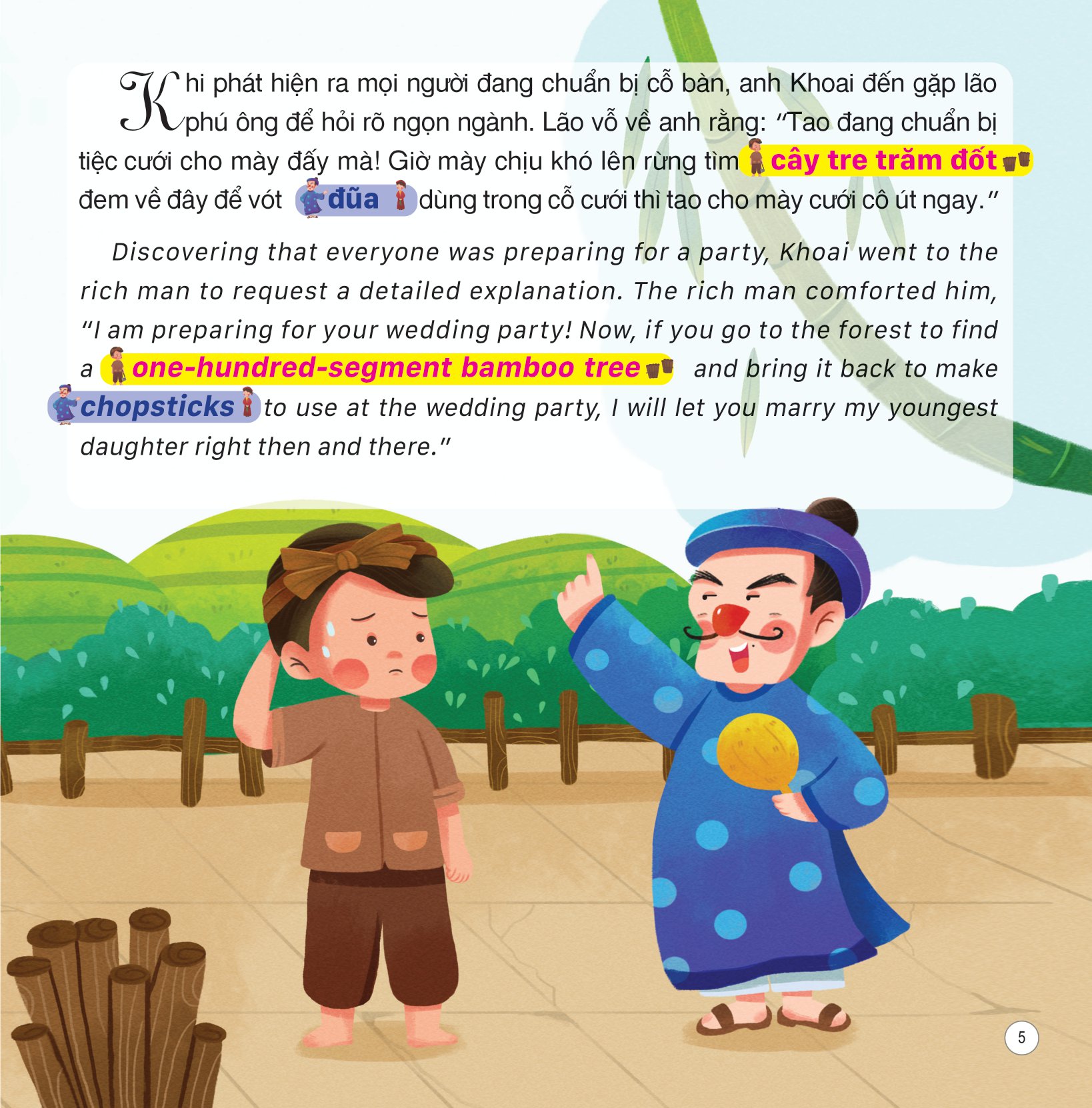 truyện cổ tích việt nam (song ngữ việt-anh) - cây tre trăm đốt - Ảnh 6