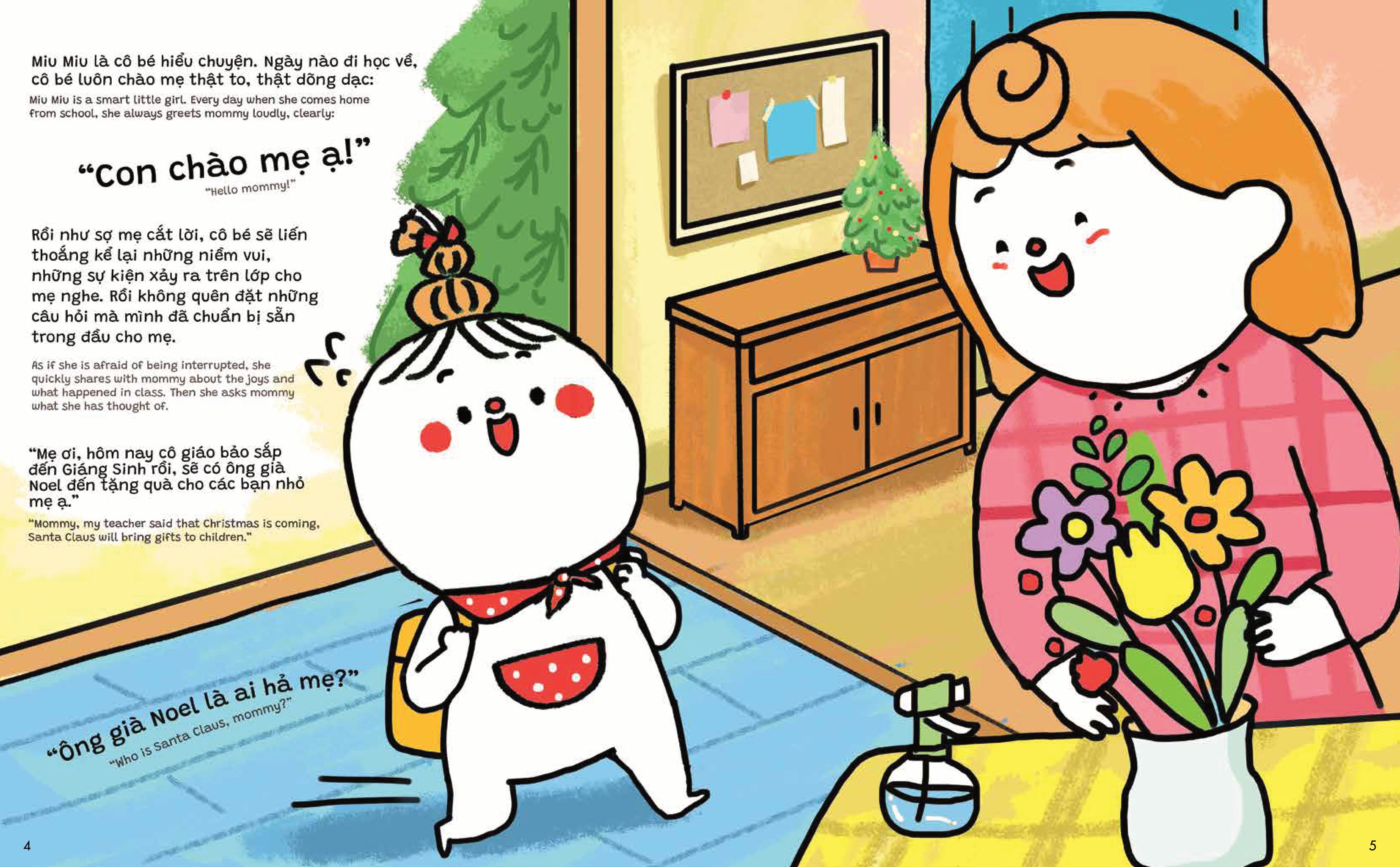 truyện ehon song ngữ việt-anh - miu bé nhỏ đón giáng sinh - thư gửi ông già noel - Ảnh 5