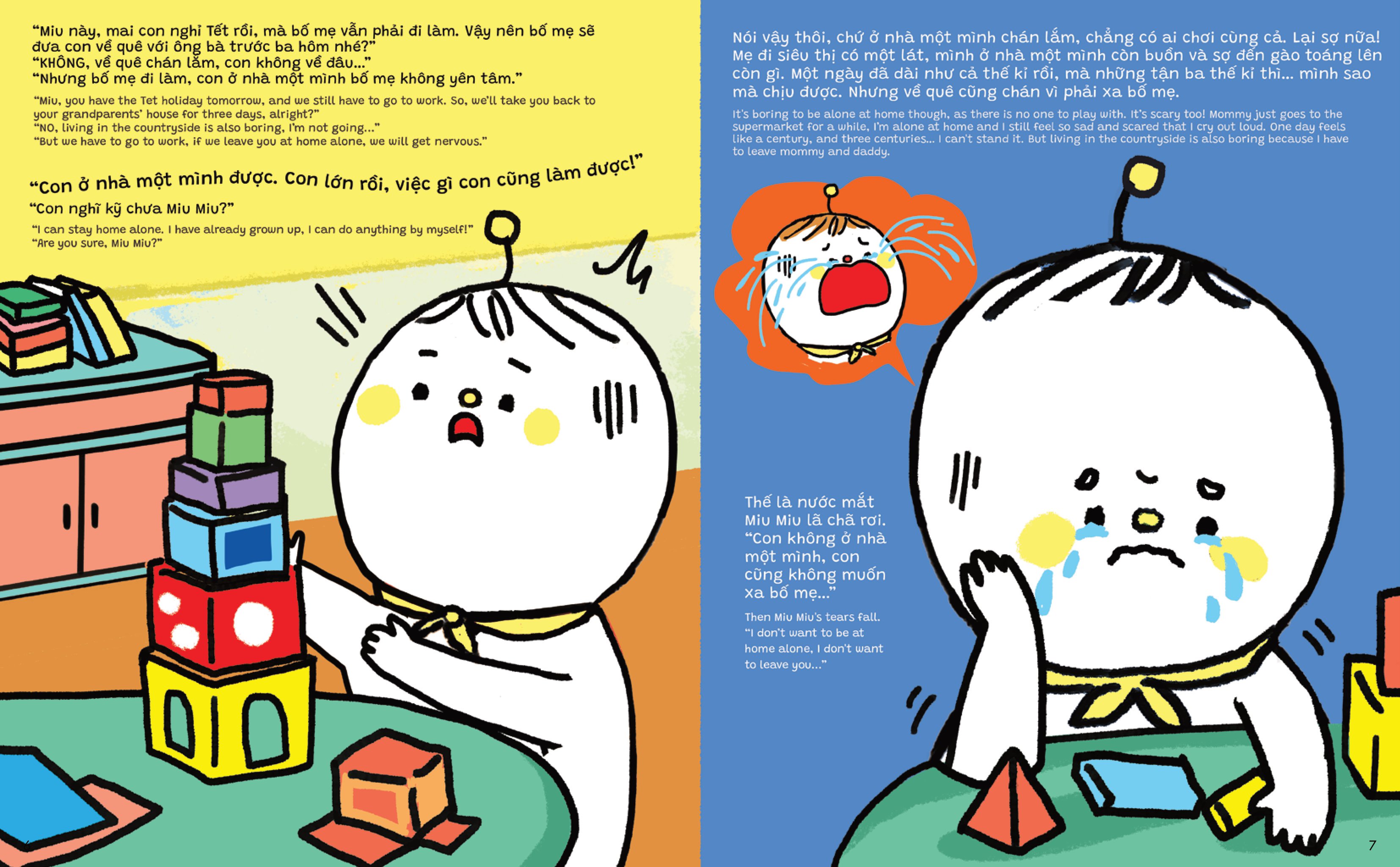 truyện ehon song ngữ việt-anh - miu bé nhỏ đón tết - kỳ nghỉ tết ấm áp - Ảnh 6