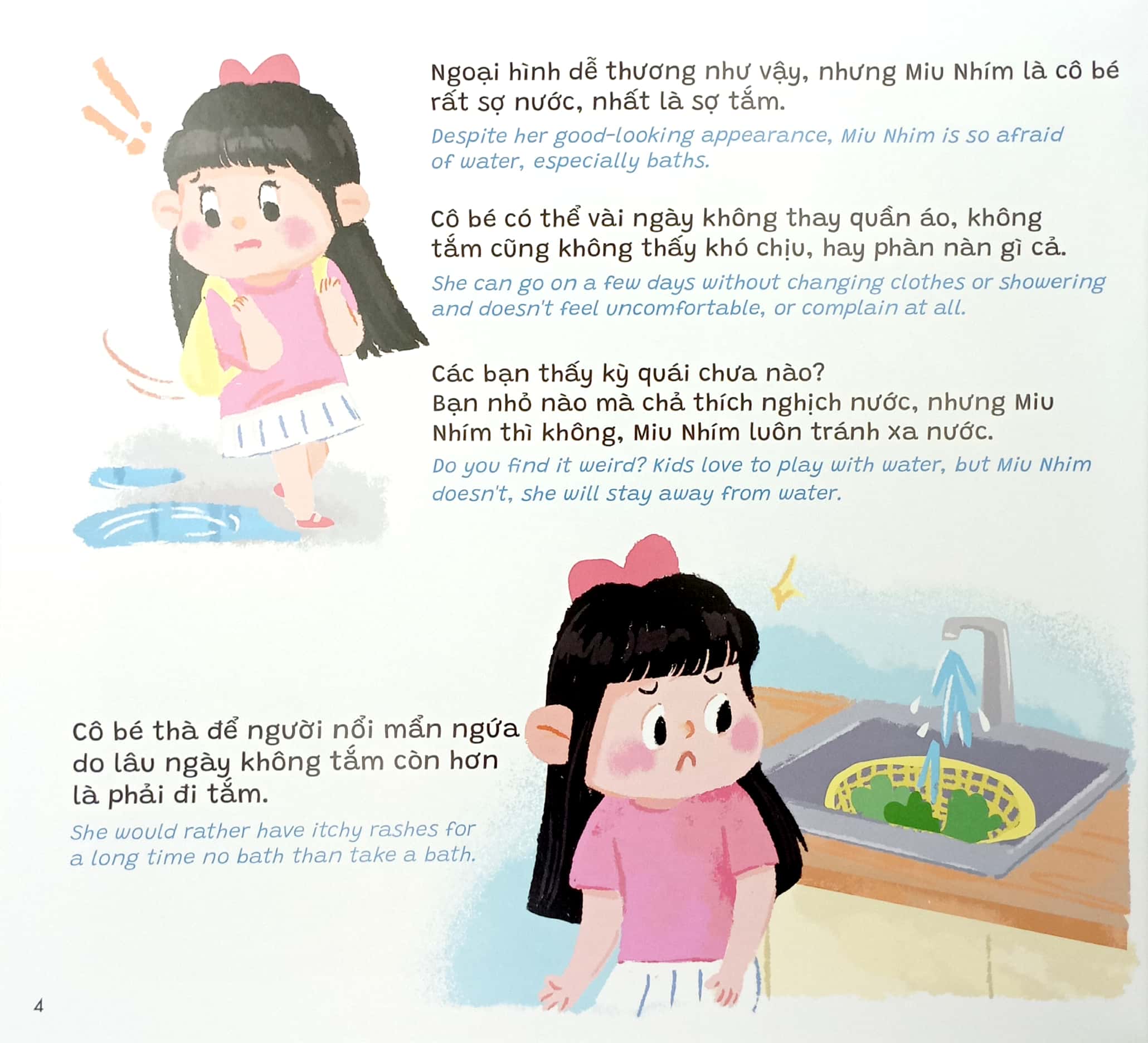truyện kể cho miu hiểu chuyện - con ghét tắm (song ngữ việt-anh) - Ảnh 5