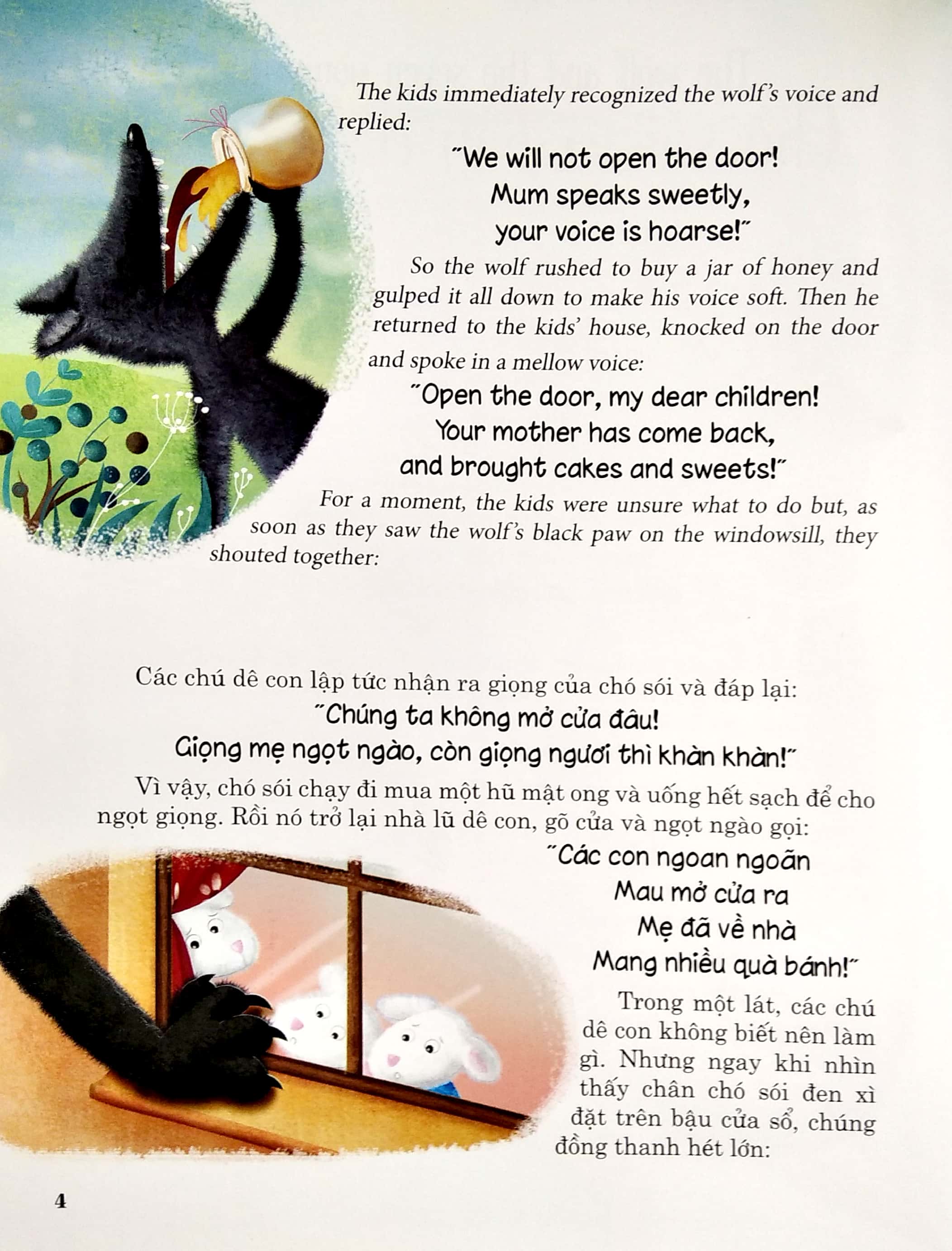 truyện song ngữ anh - việt: con sói và bảy chú dê con - Ảnh 4