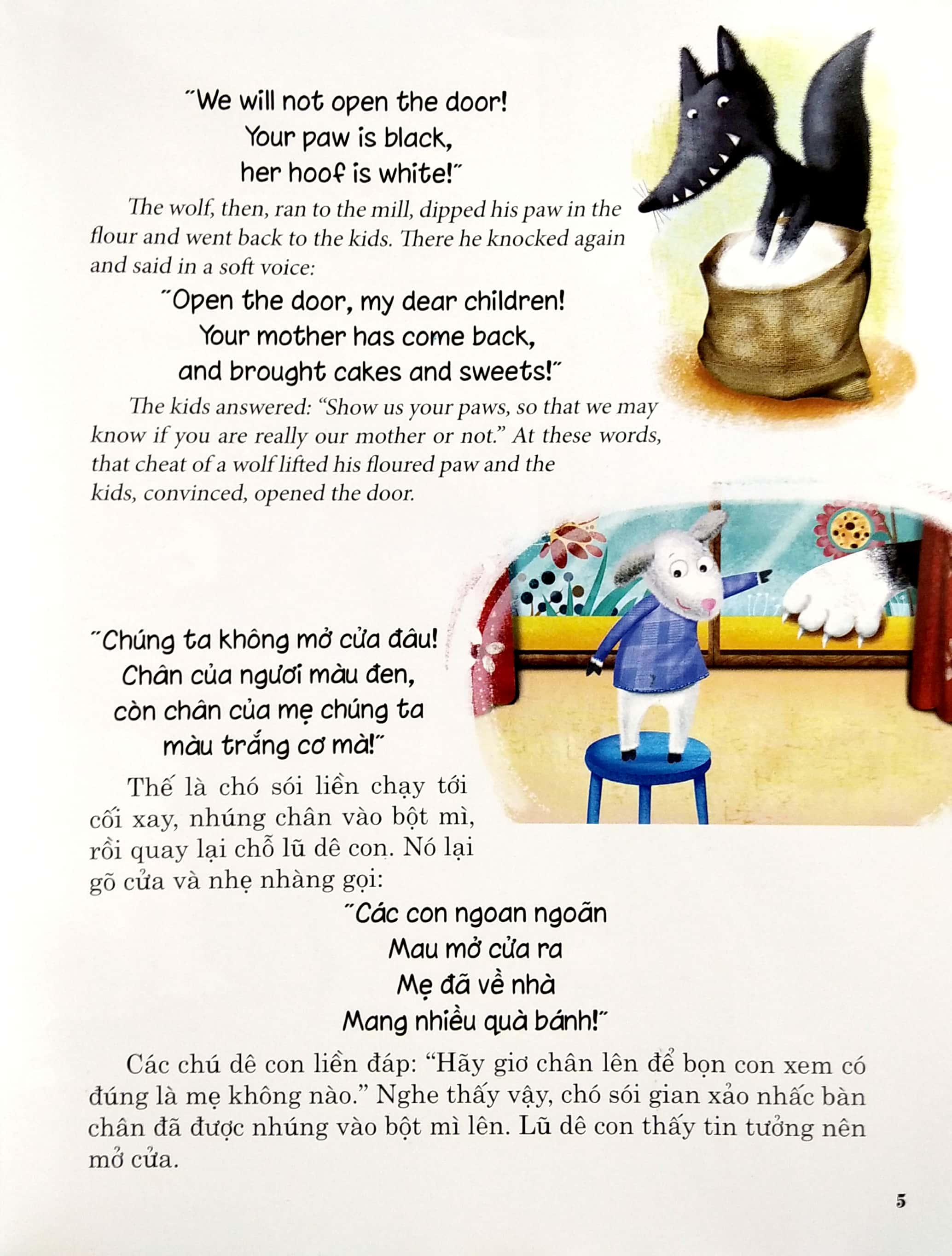 truyện song ngữ anh - việt: con sói và bảy chú dê con - Ảnh 5