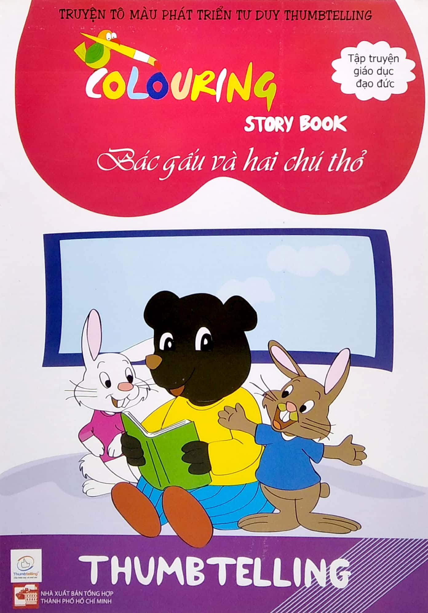 truyện tô màu phát triển tư duy thumbtelling - bác gấu và hai chú thỏ - Ảnh 2