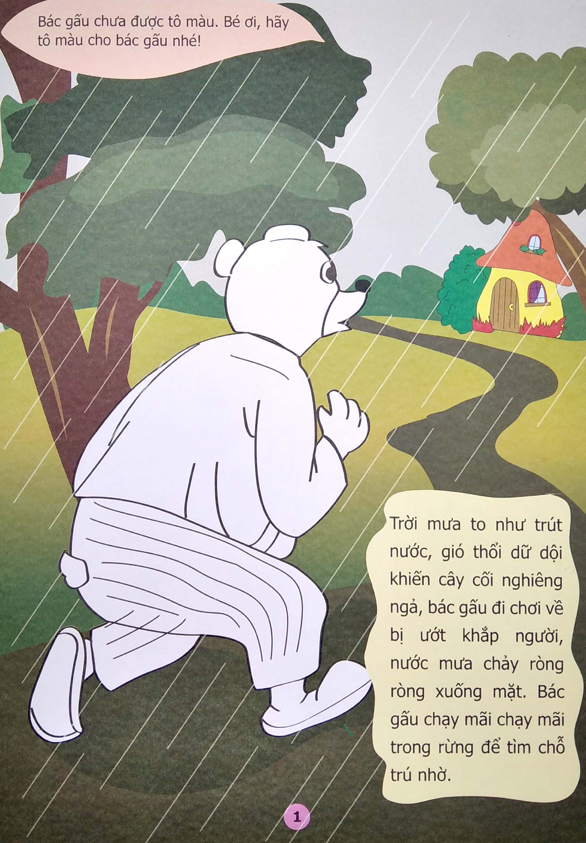 truyện tô màu phát triển tư duy thumbtelling - bác gấu và hai chú thỏ - Ảnh 4