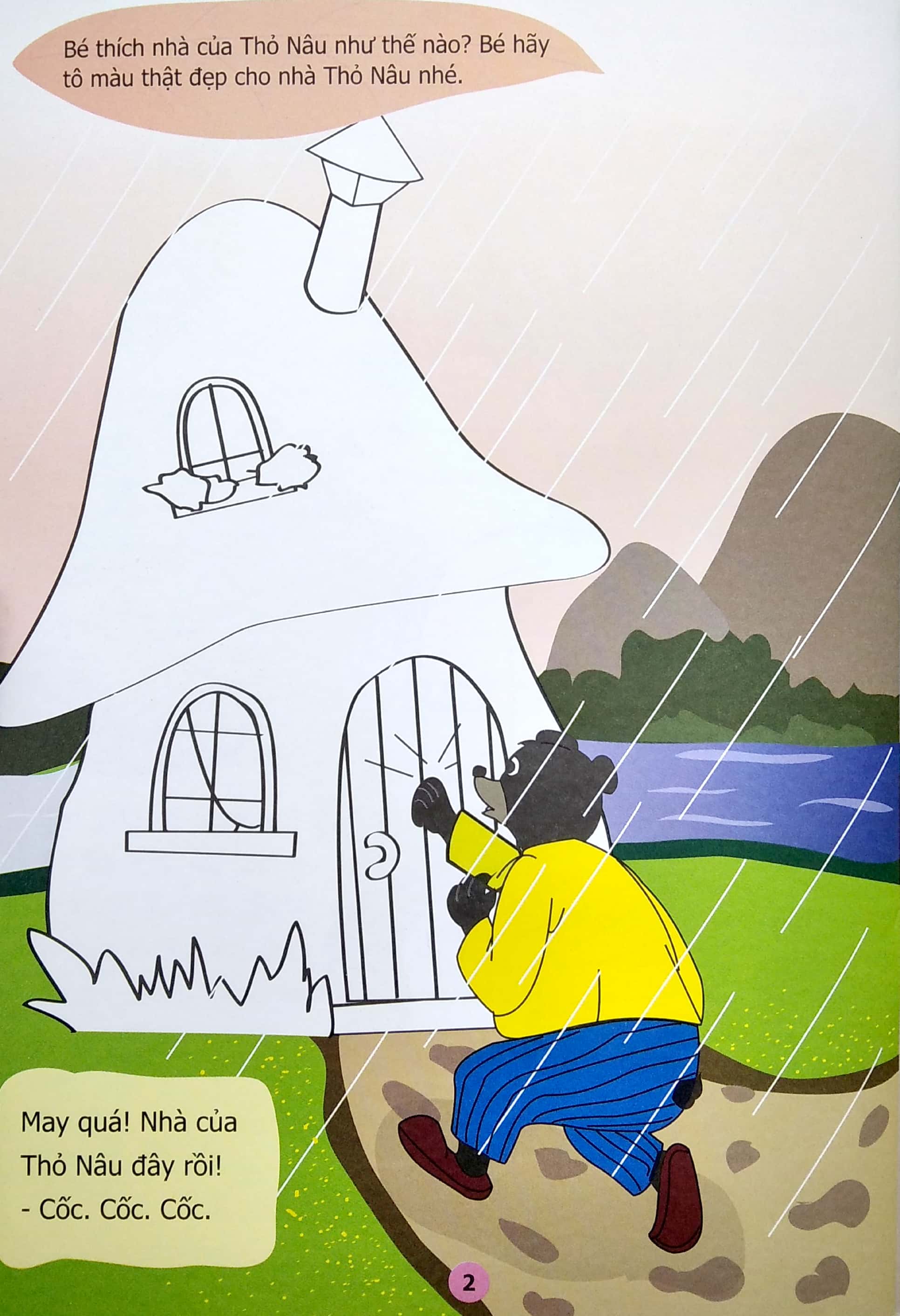 truyện tô màu phát triển tư duy thumbtelling - bác gấu và hai chú thỏ - Ảnh 5