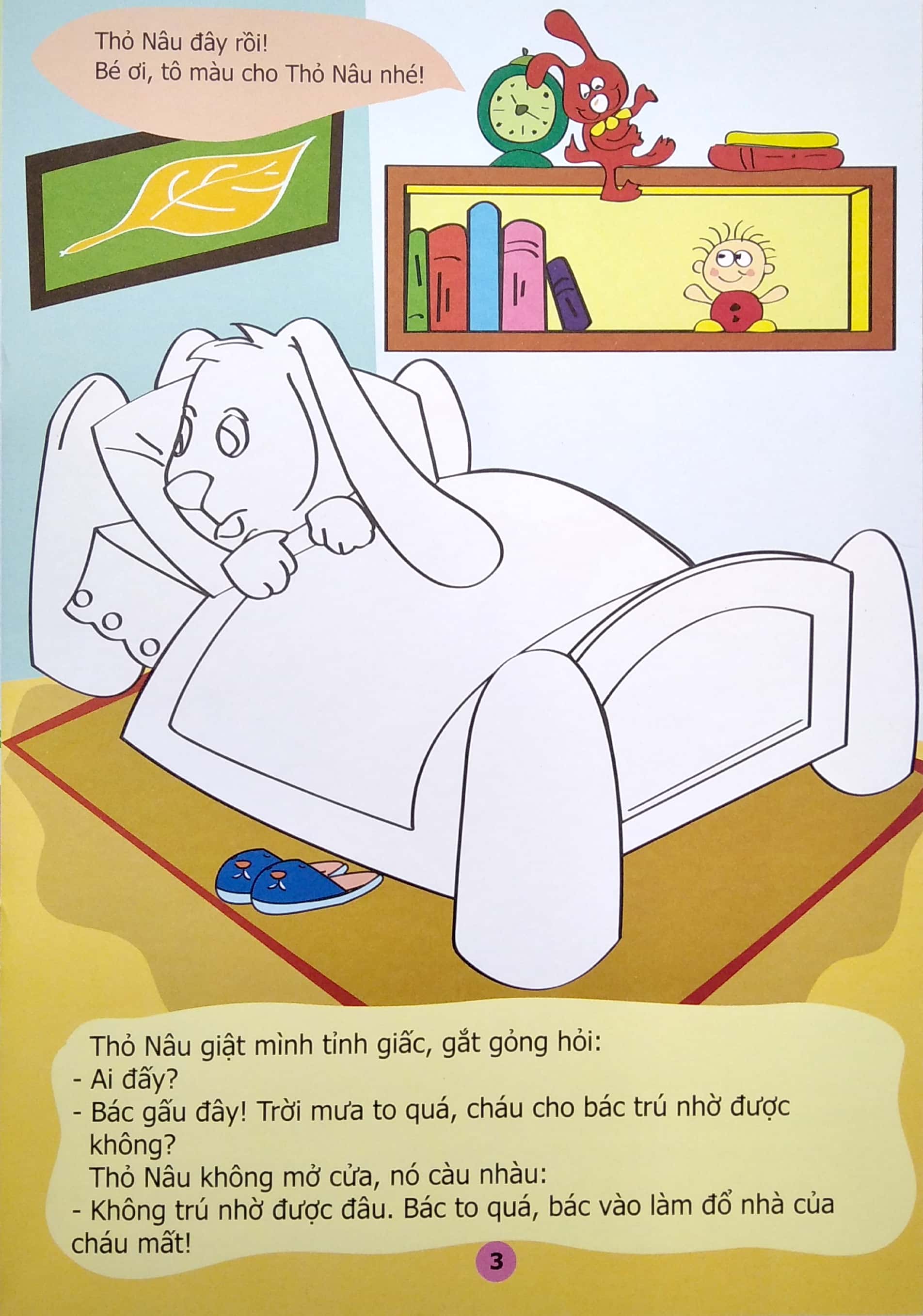 truyện tô màu phát triển tư duy thumbtelling - bác gấu và hai chú thỏ - Ảnh 6