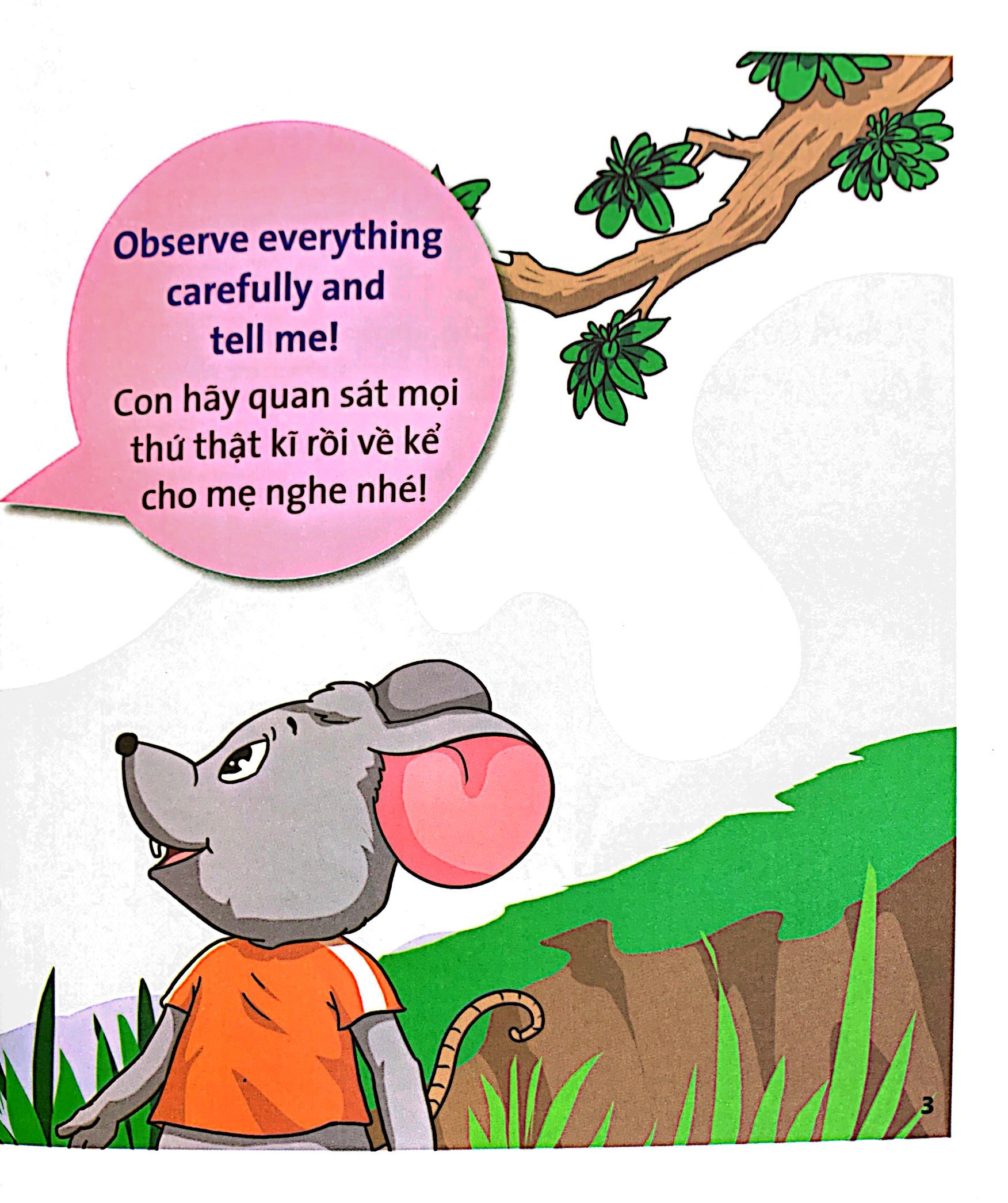 truyện tranh ngụ ngôn dành cho thiếu nhi song ngữ anh-việt - chuột, gà trống và mèo - Ảnh 3