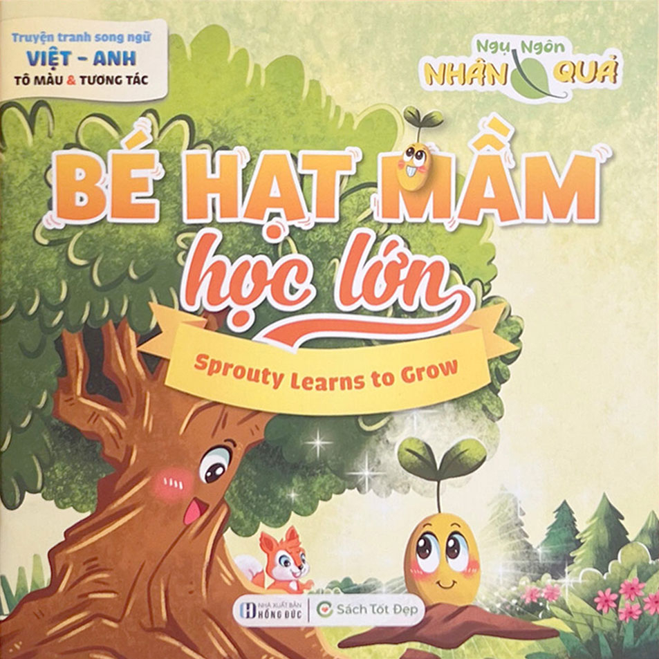 truyện tranh song ngữ anh-việt - tô màu tương tác - ngụ ngôn nhân quả - bé hạt mầm học lớn - Ảnh 2