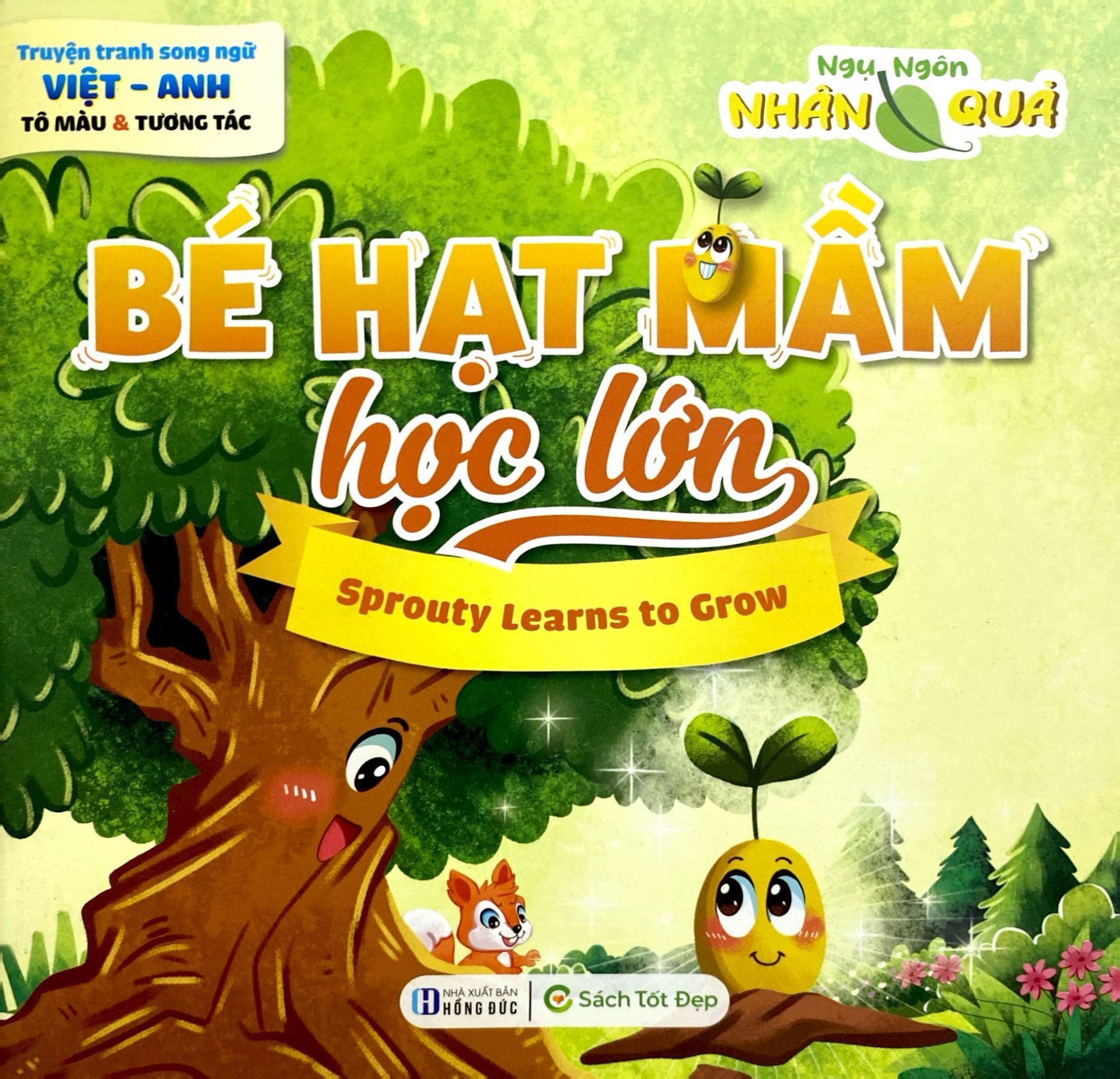 truyện tranh song ngữ anh-việt - tô màu tương tác - ngụ ngôn nhân quả - bé hạt mầm học lớn - Ảnh 3