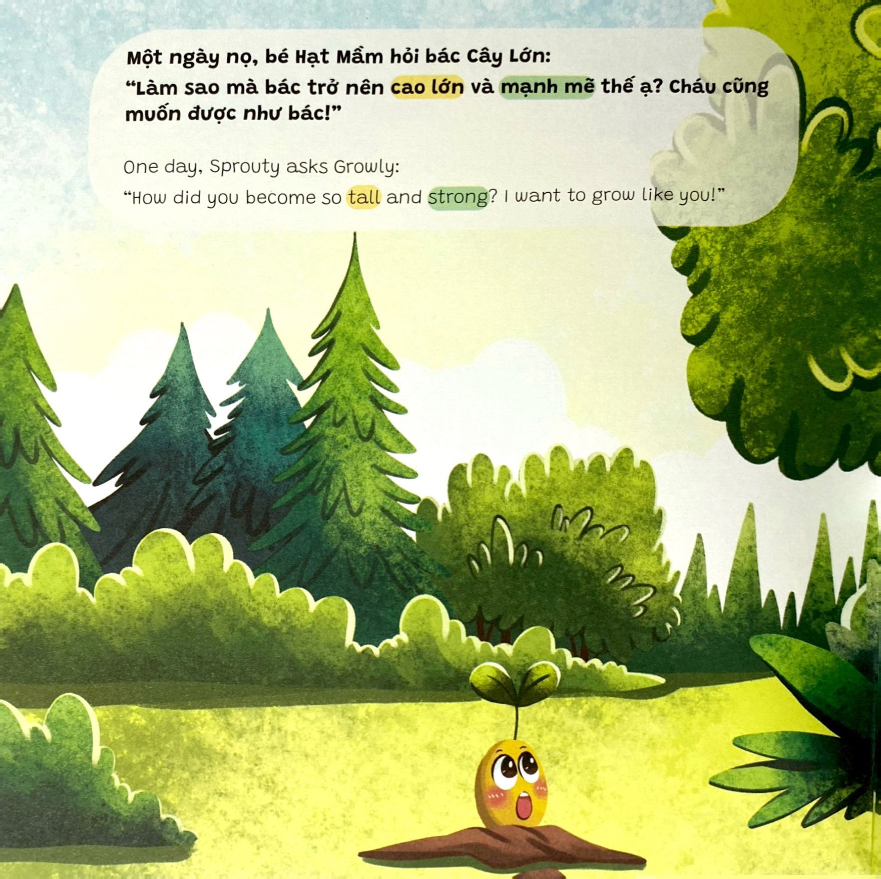 truyện tranh song ngữ anh-việt - tô màu tương tác - ngụ ngôn nhân quả - bé hạt mầm học lớn - Ảnh 5
