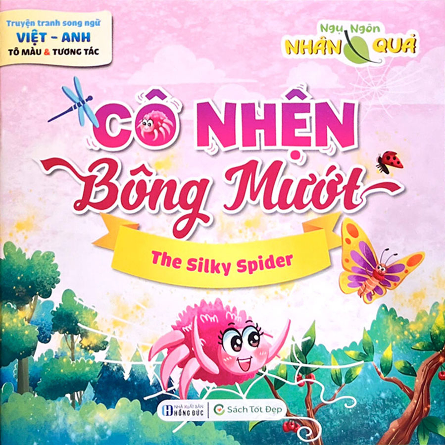 truyện tranh song ngữ anh-việt - tô màu tương tác - ngụ ngôn nhân quả - cô nhện bông mướt - Ảnh 2