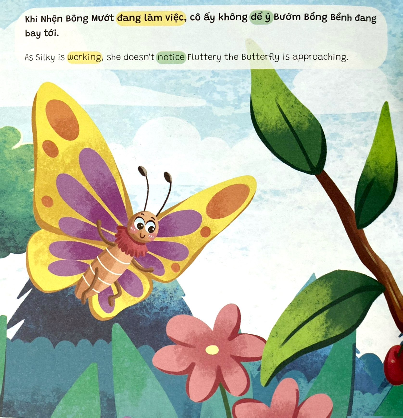 truyện tranh song ngữ anh-việt - tô màu tương tác - ngụ ngôn nhân quả - cô nhện bông mướt - Ảnh 5