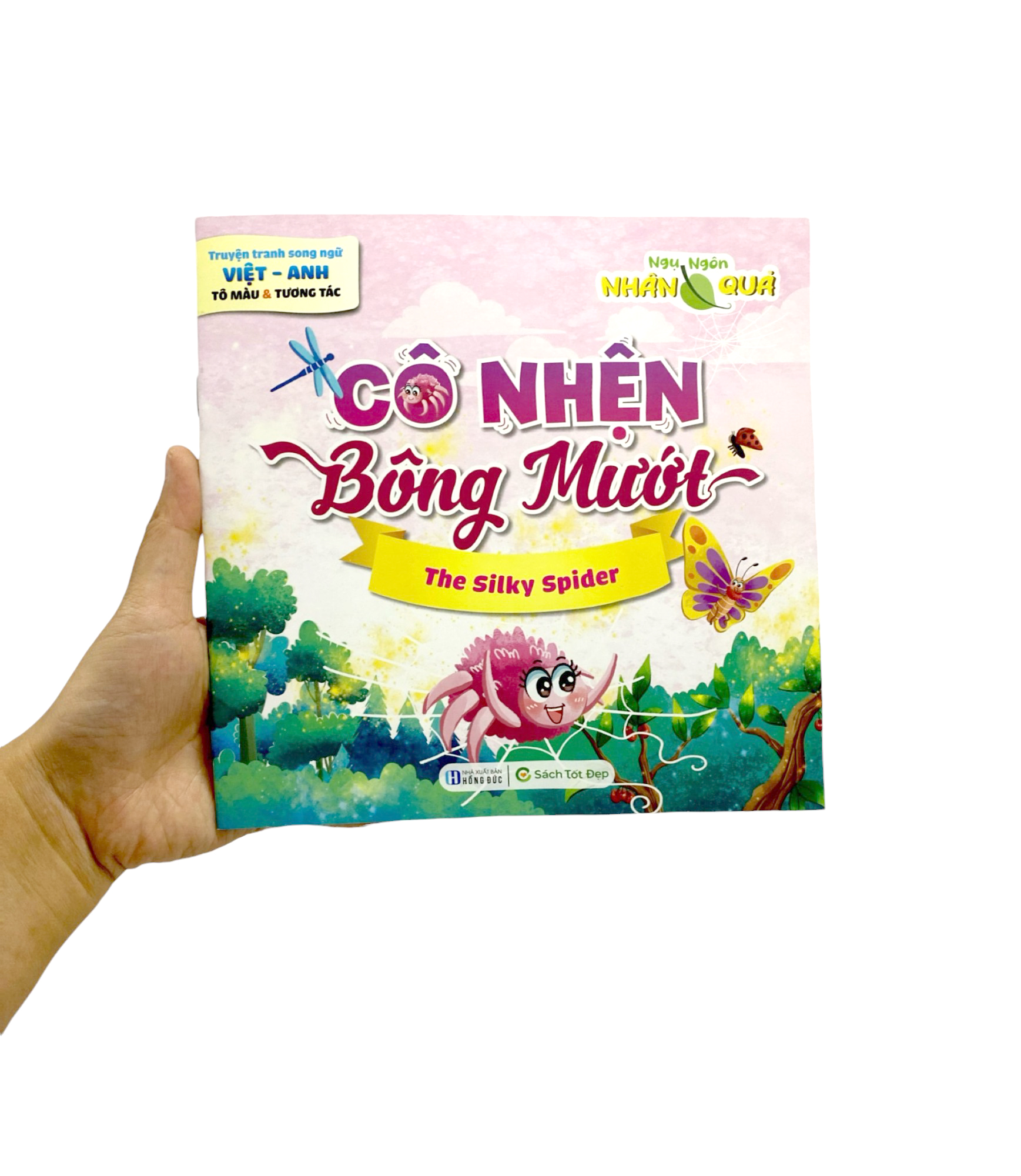 truyện tranh song ngữ anh-việt - tô màu tương tác - ngụ ngôn nhân quả - cô nhện bông mướt - Ảnh 8