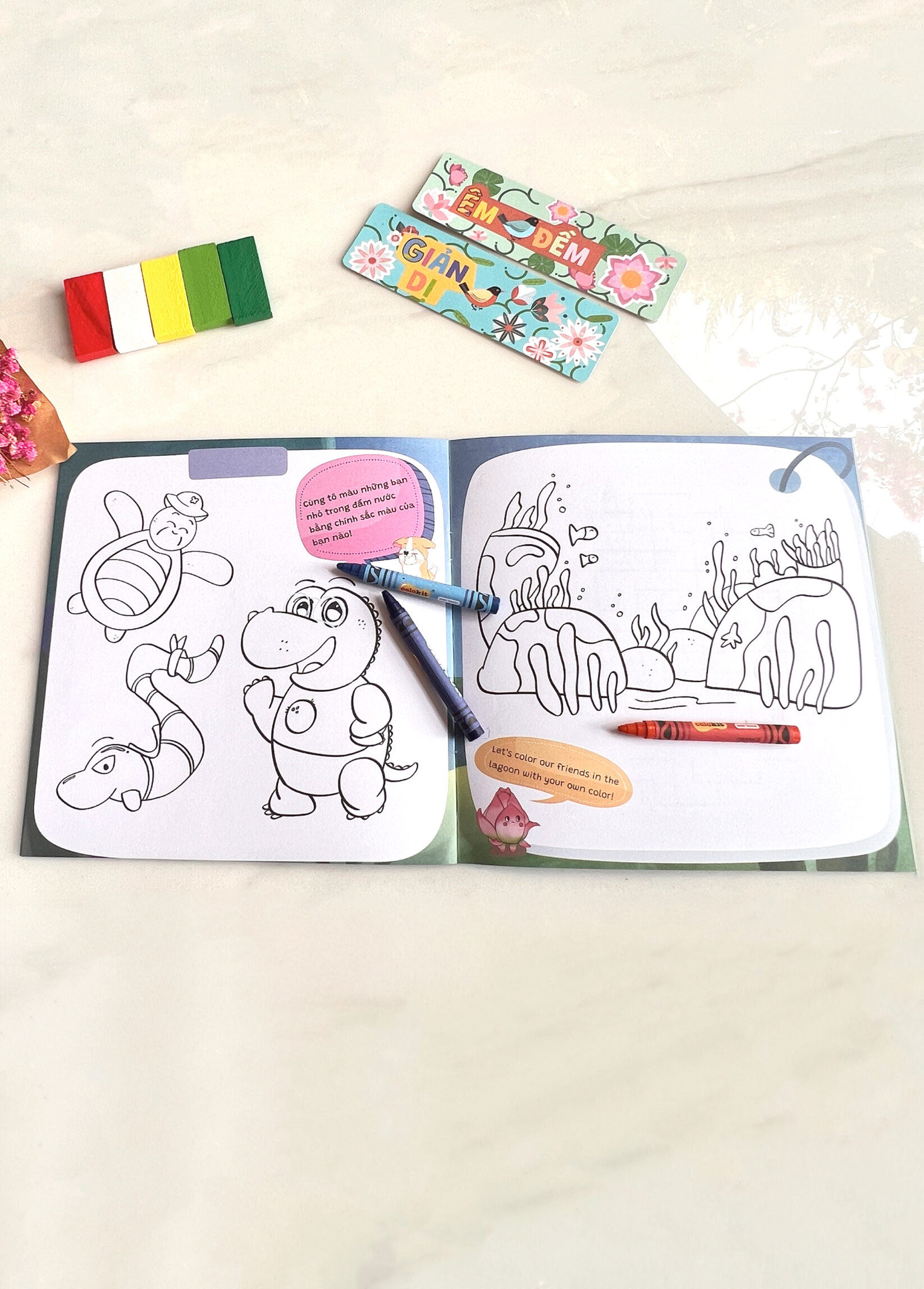 truyện tranh song ngữ anh-việt - tô màu tương tác - ngụ ngôn nhân quả - giải cứu bạn thân - Ảnh 5