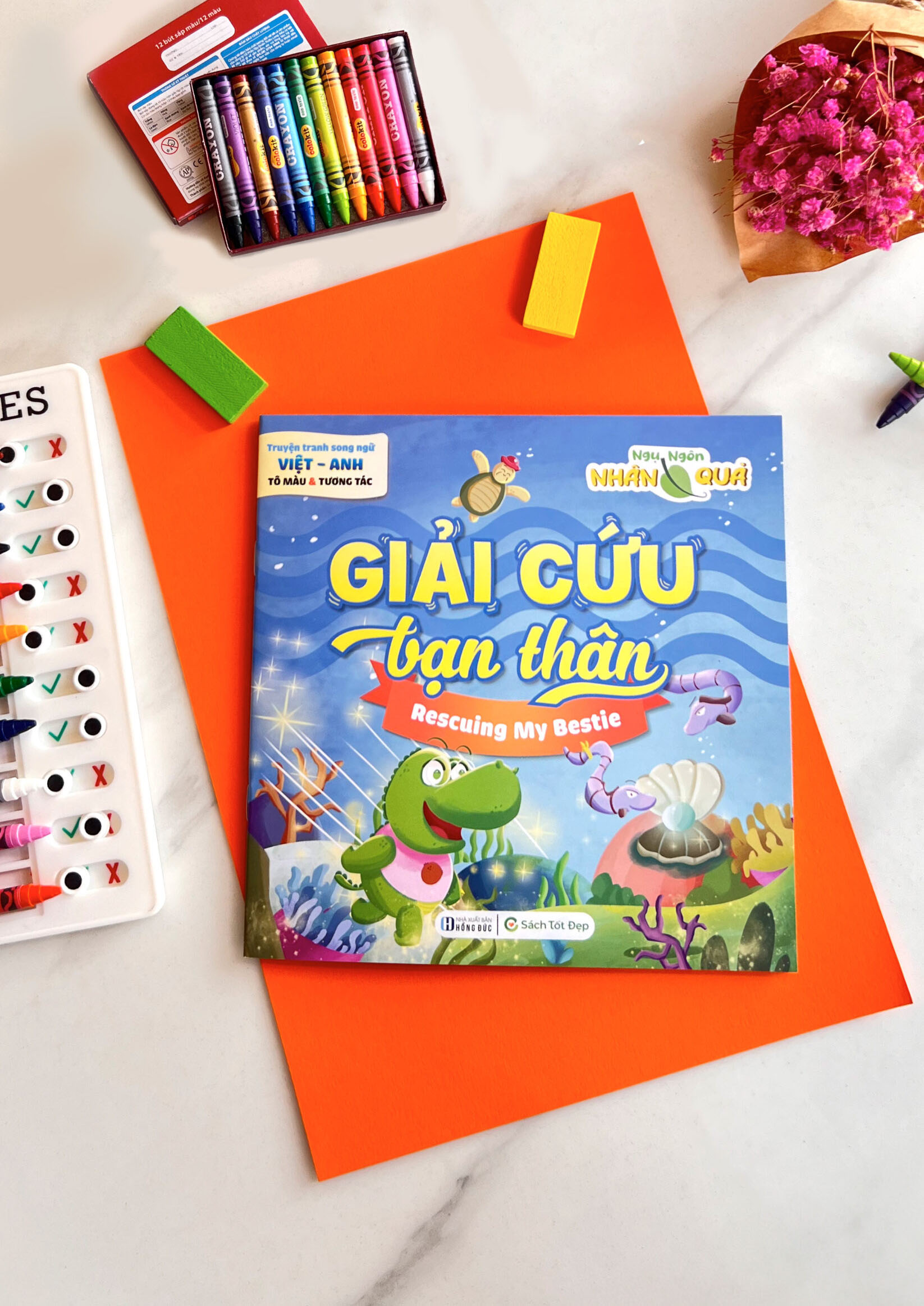 truyện tranh song ngữ anh-việt - tô màu tương tác - ngụ ngôn nhân quả - giải cứu bạn thân - Ảnh 6