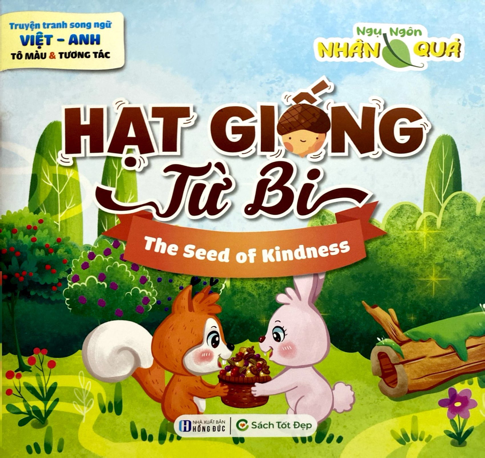 truyện tranh song ngữ anh-việt - tô màu tương tác - ngụ ngôn nhân quả - hạt giống từ bi - Ảnh 3