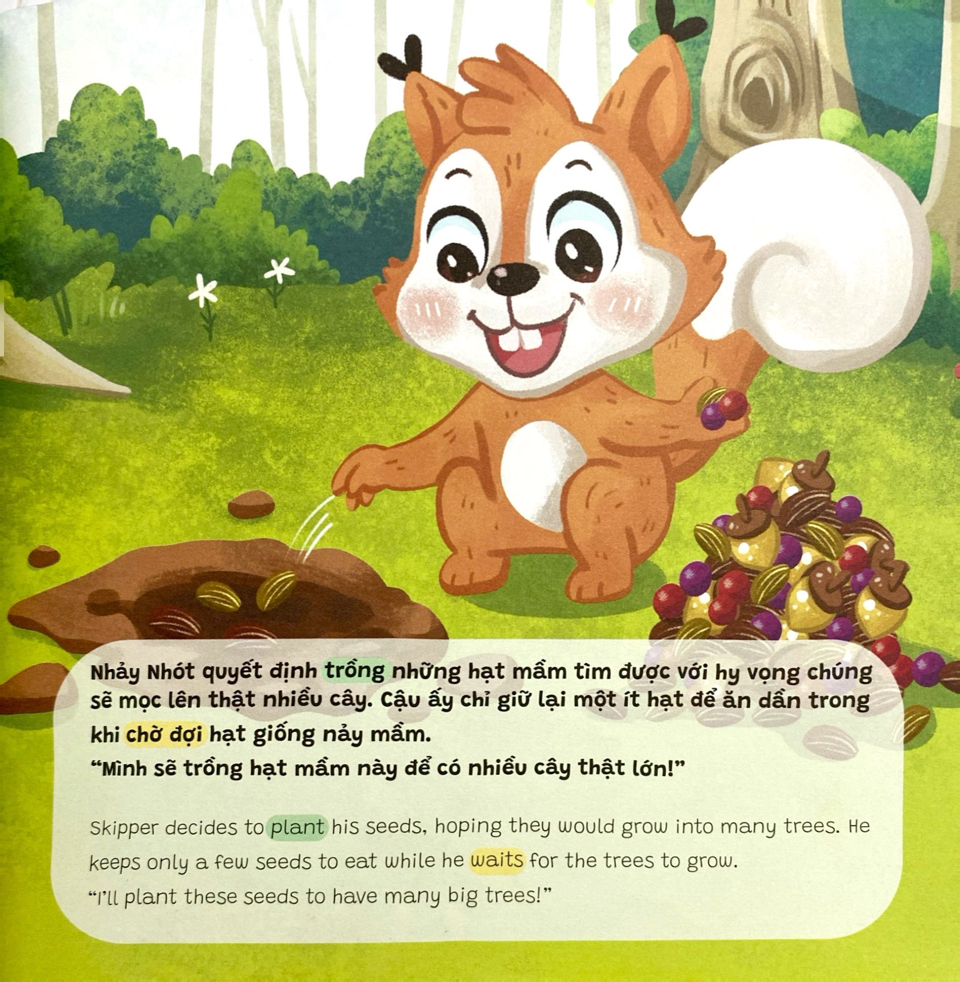 truyện tranh song ngữ anh-việt - tô màu tương tác - ngụ ngôn nhân quả - hạt giống từ bi - Ảnh 6