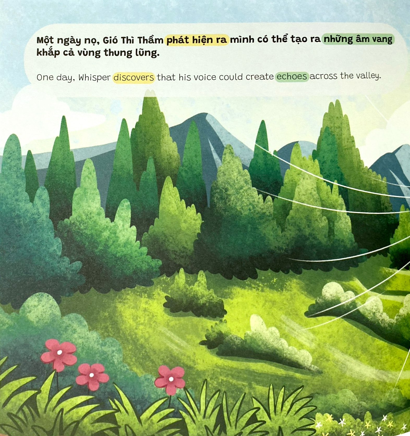 truyện tranh song ngữ anh-việt - tô màu tương tác - ngụ ngôn nhân quả - lời thì thầm của gió - Ảnh 5