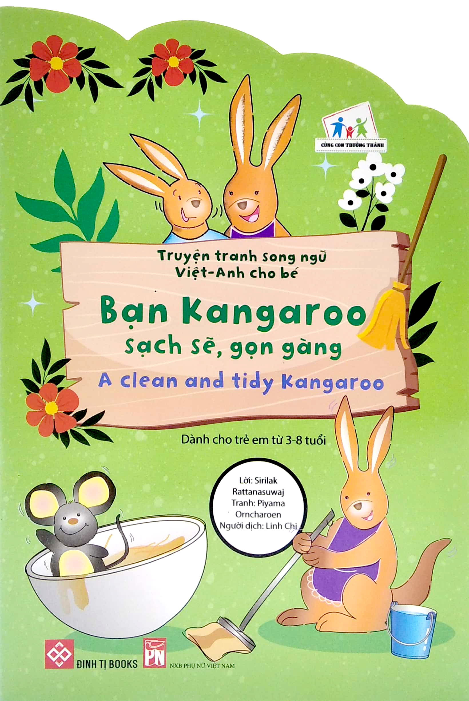 truyện tranh song ngữ việt - anh cho bé - a clean and tidy kangaroo - bạn kangaroo sạch sẽ, gọn gàng - Ảnh 2