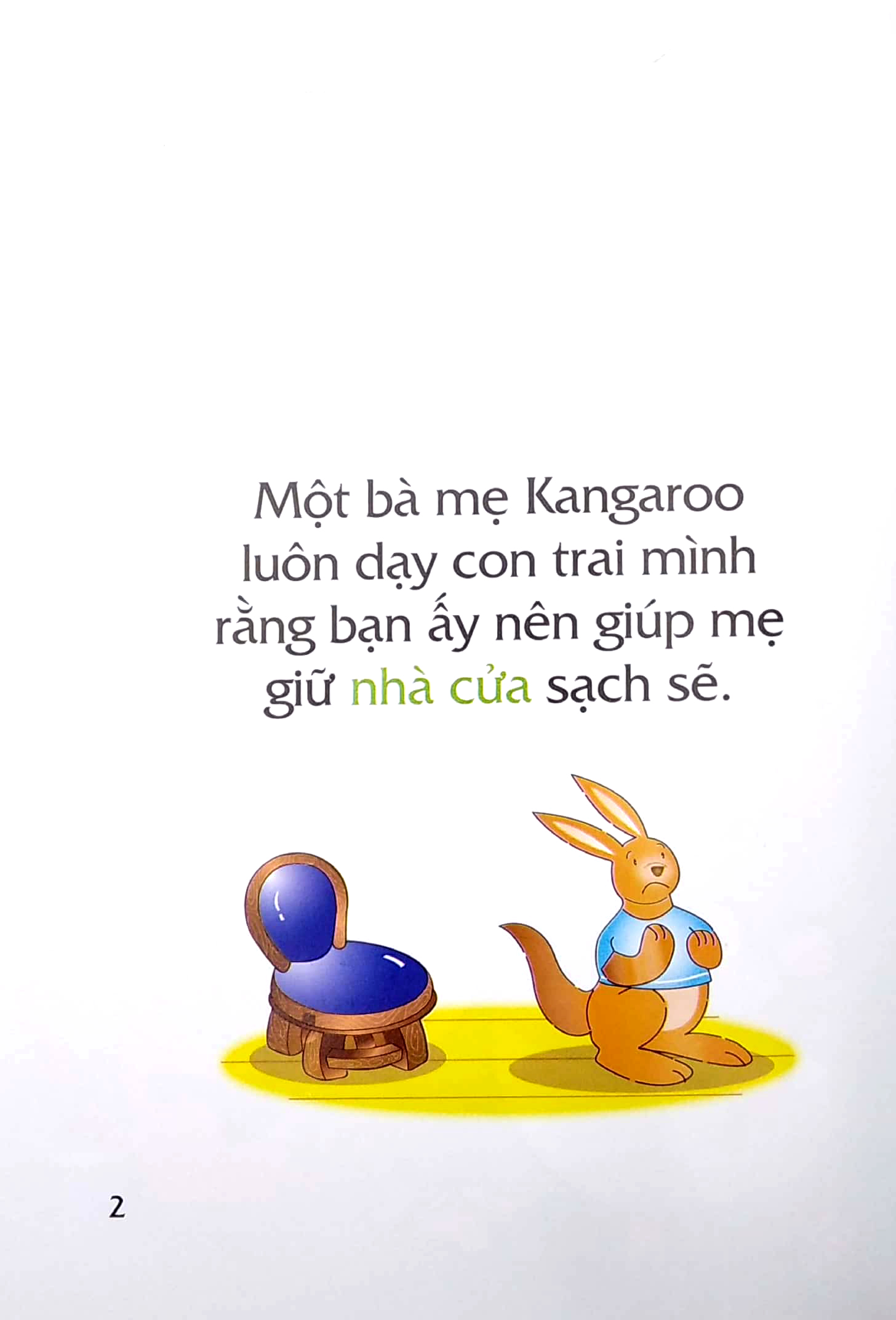 truyện tranh song ngữ việt - anh cho bé - a clean and tidy kangaroo - bạn kangaroo sạch sẽ, gọn gàng - Ảnh 3