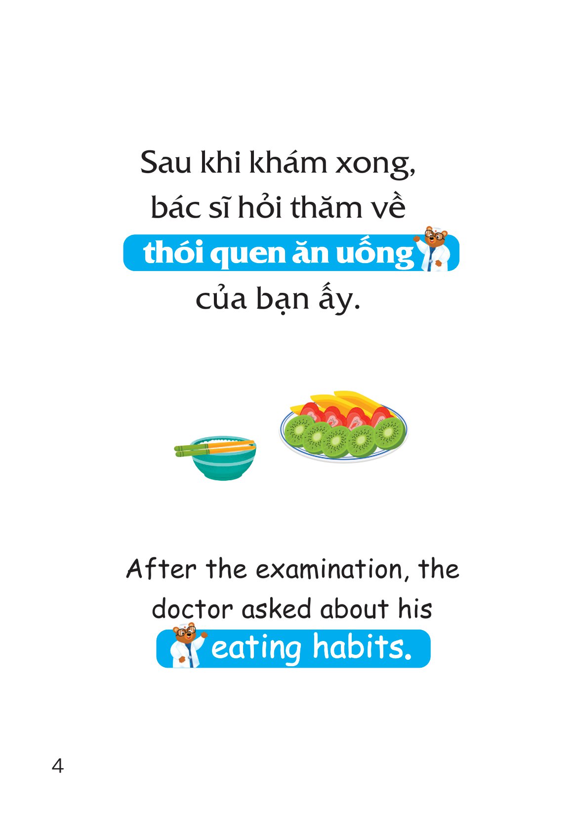 truyện tranh song ngữ việt-anh cho bé - ăn đúng cách, uống đúng mực - improving your eating habits - Ảnh 5