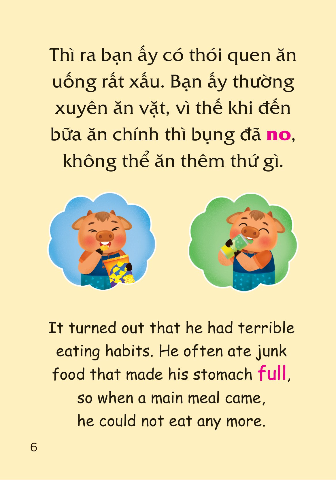 truyện tranh song ngữ việt-anh cho bé - ăn đúng cách, uống đúng mực - improving your eating habits - Ảnh 7