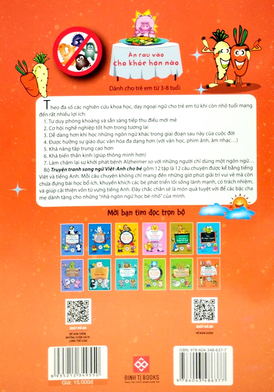 truyện tranh song ngữ việt - anh cho bé - eating vegetables is good for health - ăn rau vào cho khỏe hơn nào - Ảnh 6