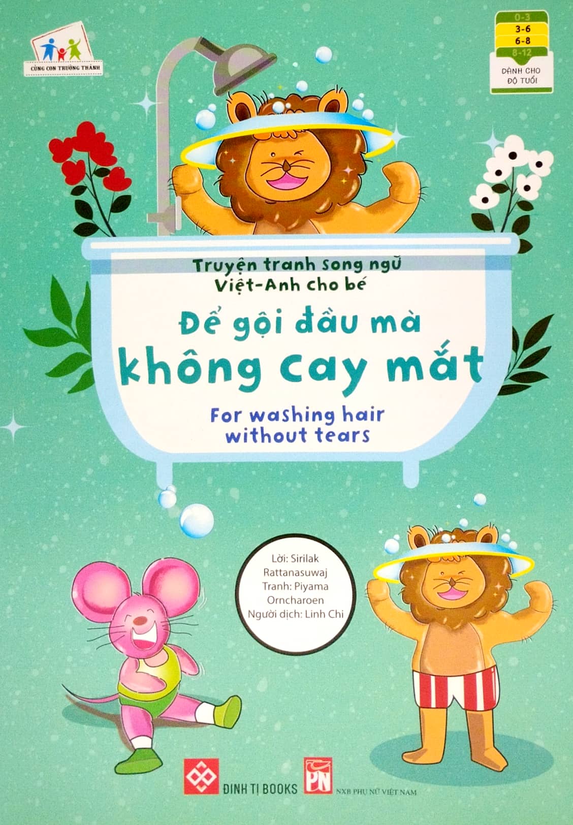 truyện tranh song ngữ việt - anh cho bé - for washing hair without tears - để gội đầu mà không cay mắt - Ảnh 2
