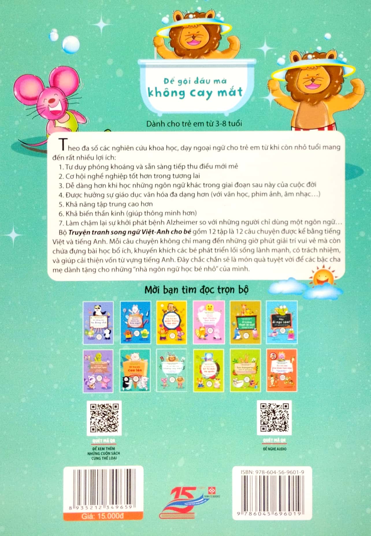 truyện tranh song ngữ việt - anh cho bé - for washing hair without tears - để gội đầu mà không cay mắt - Ảnh 6