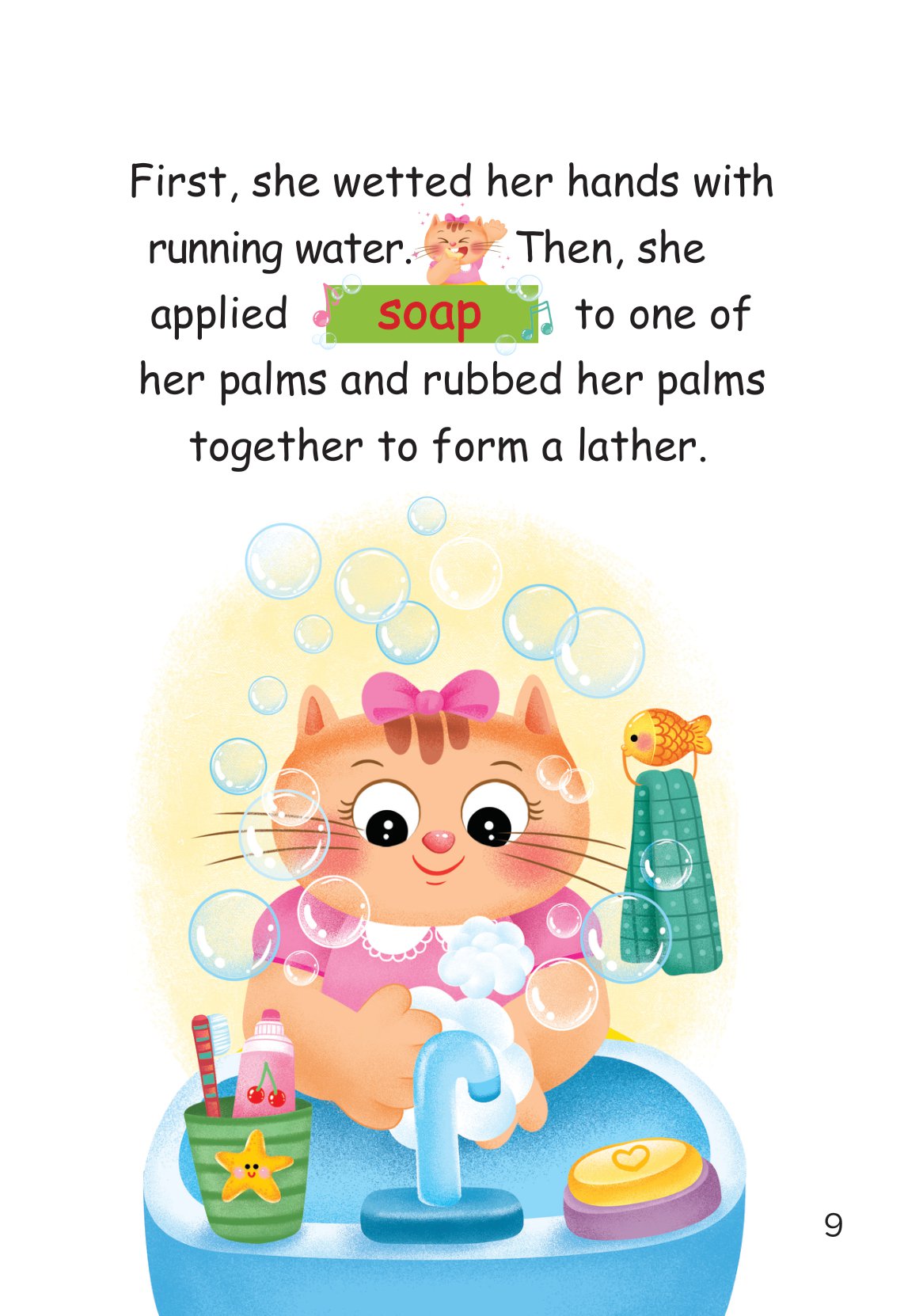 truyện tranh song ngữ việt-anh cho bé - rửa tay sạch sẽ, mạnh khỏe an toàn - washing your hands properly and you are always healthy - Ảnh 10