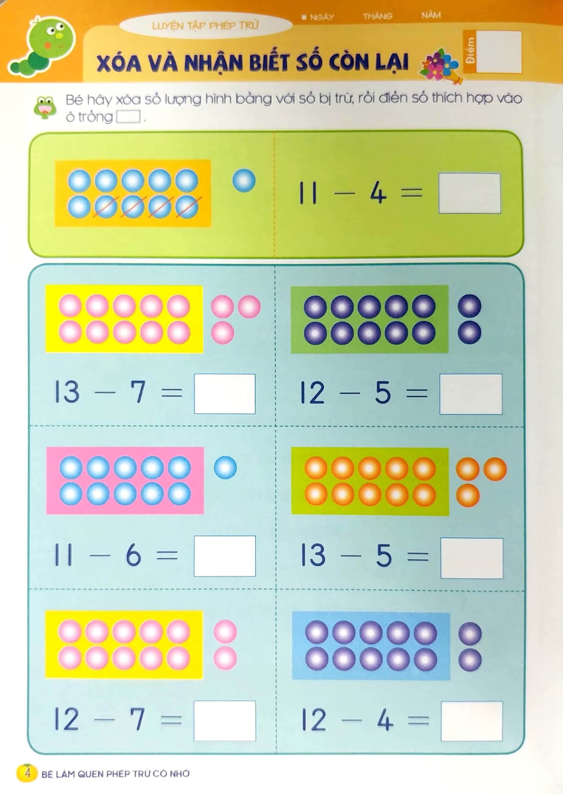 tư duy toán học hàn quốc - bé làm quen phép trừ có nhớ - Ảnh 4