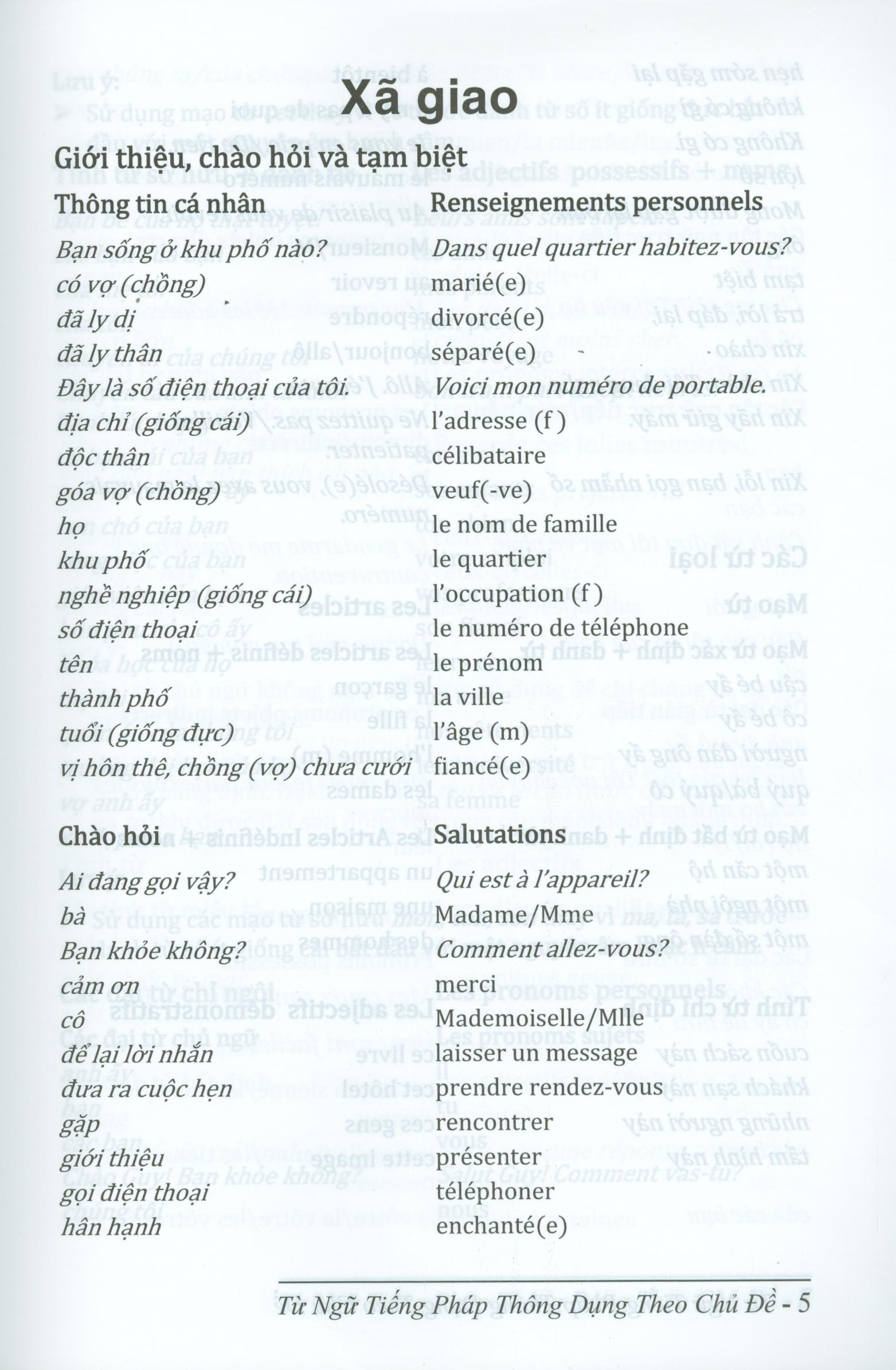 từ ngữ tiếng pháp thông dụng theo chủ đề (tái bản 2024) - Ảnh 4