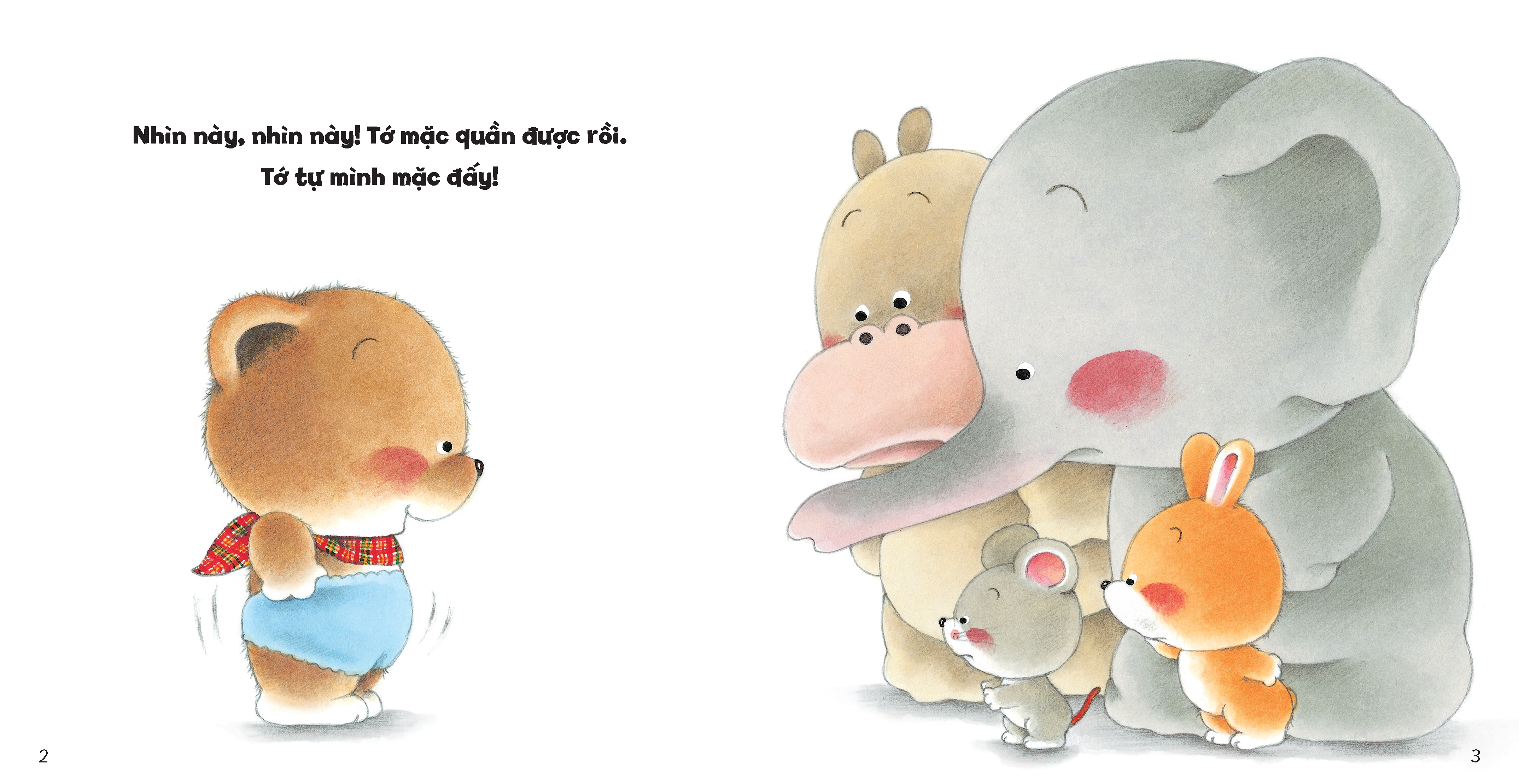 tủ sách ehon cho bé - bé mặc quần được rồi!​ - bìa cứng - Ảnh 3