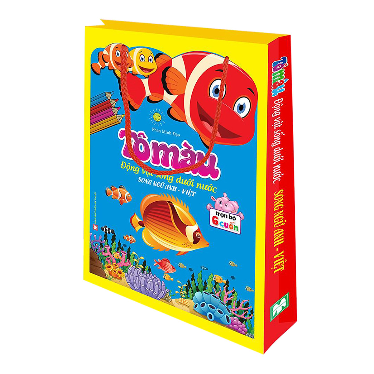 túi tô màu động vật dưới nước 6 cuốn (song ngữ anh - việt) - Ảnh 8