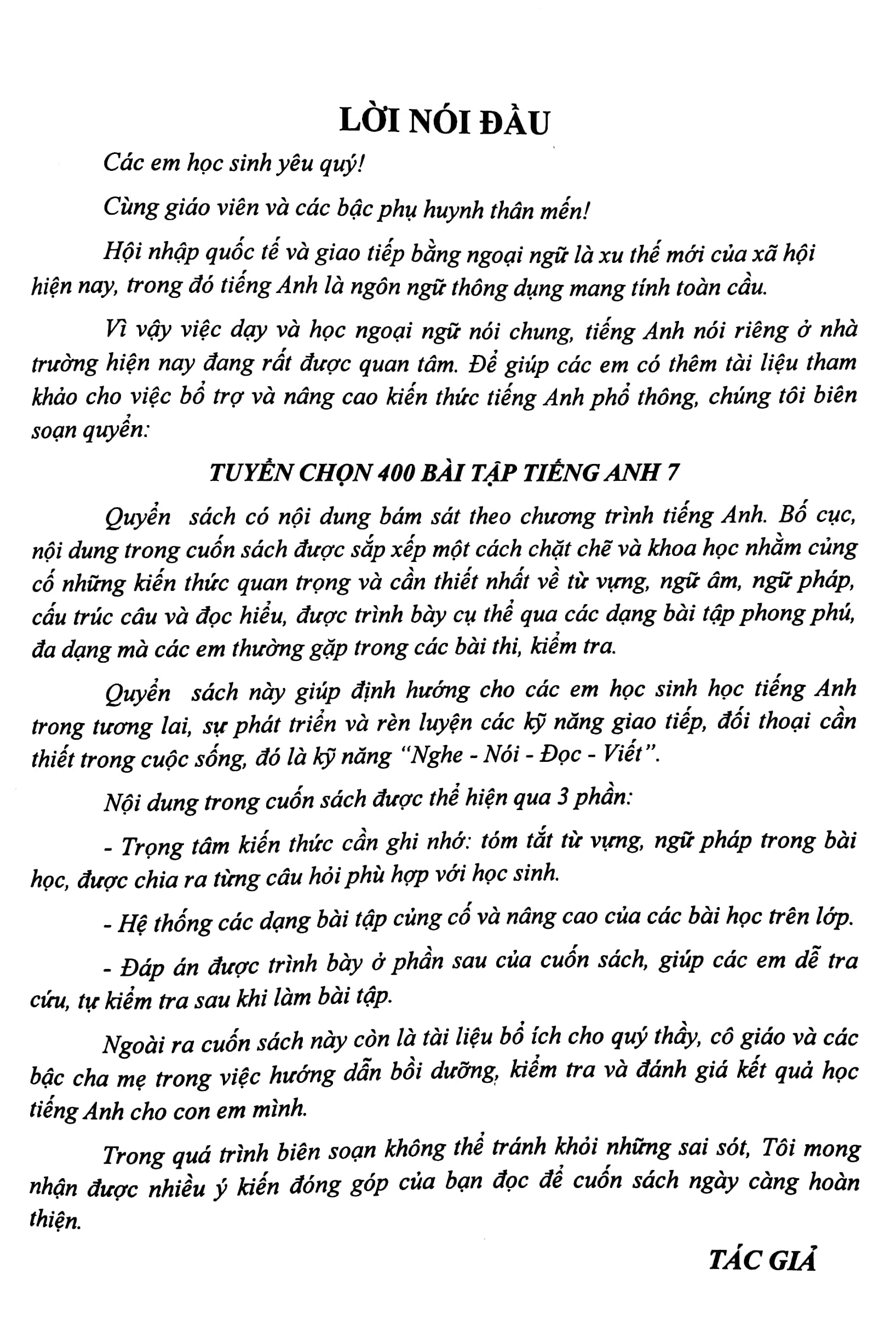tuyển chọn 400 bài tập tiếng anh 7 (theo chương trình giáo dục phổ thông mới) - Ảnh 4