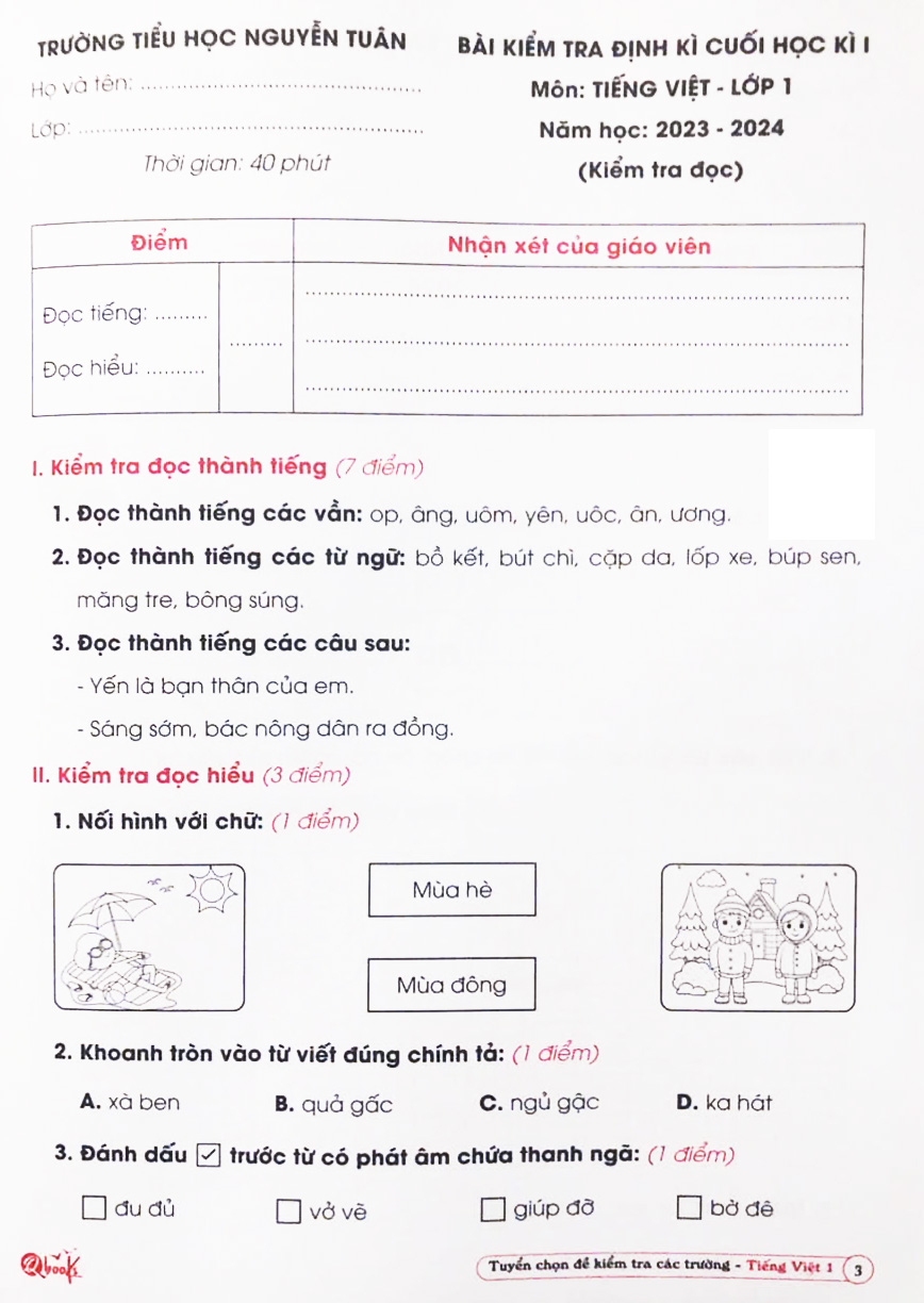 tuyển chọn đề kiểm tra tiếng việt các trường 1 - Ảnh 2